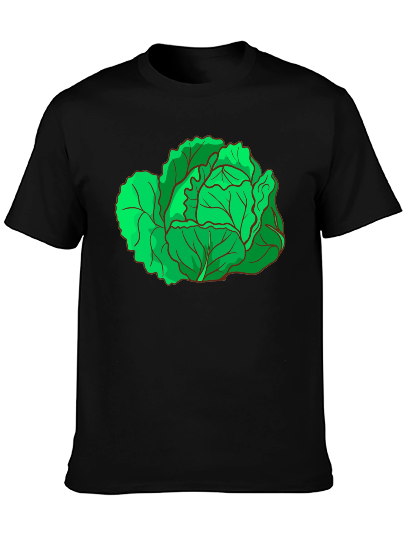 Cabbage Graphic Tee - Black Cotton T-Shirt
