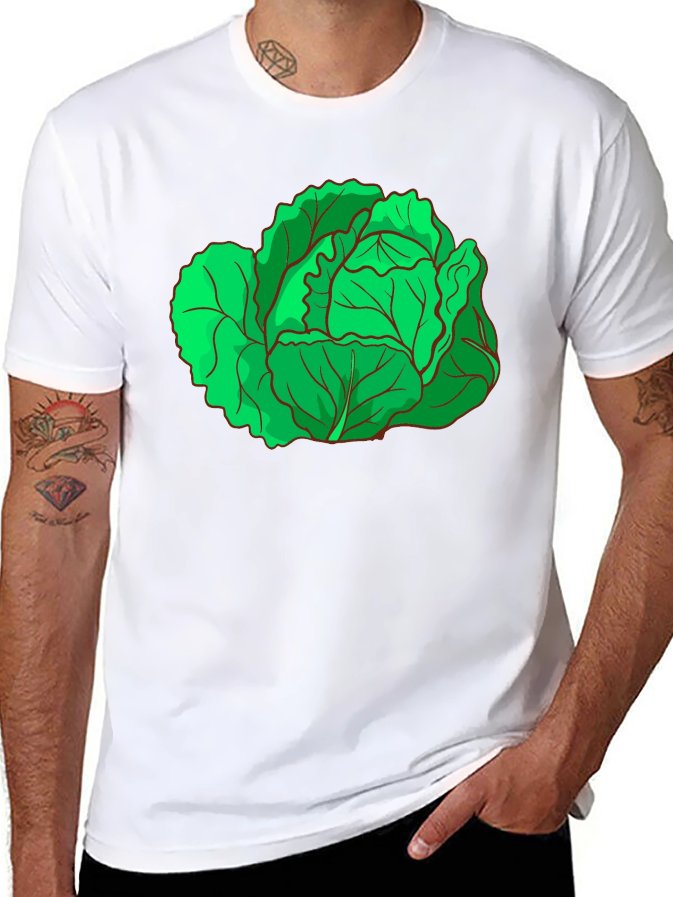 Cabbage Graphic Tee - Black Cotton T-Shirt