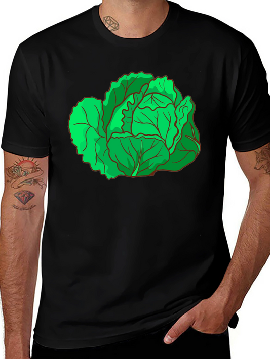 Cabbage Graphic Tee - Black Cotton T-Shirt