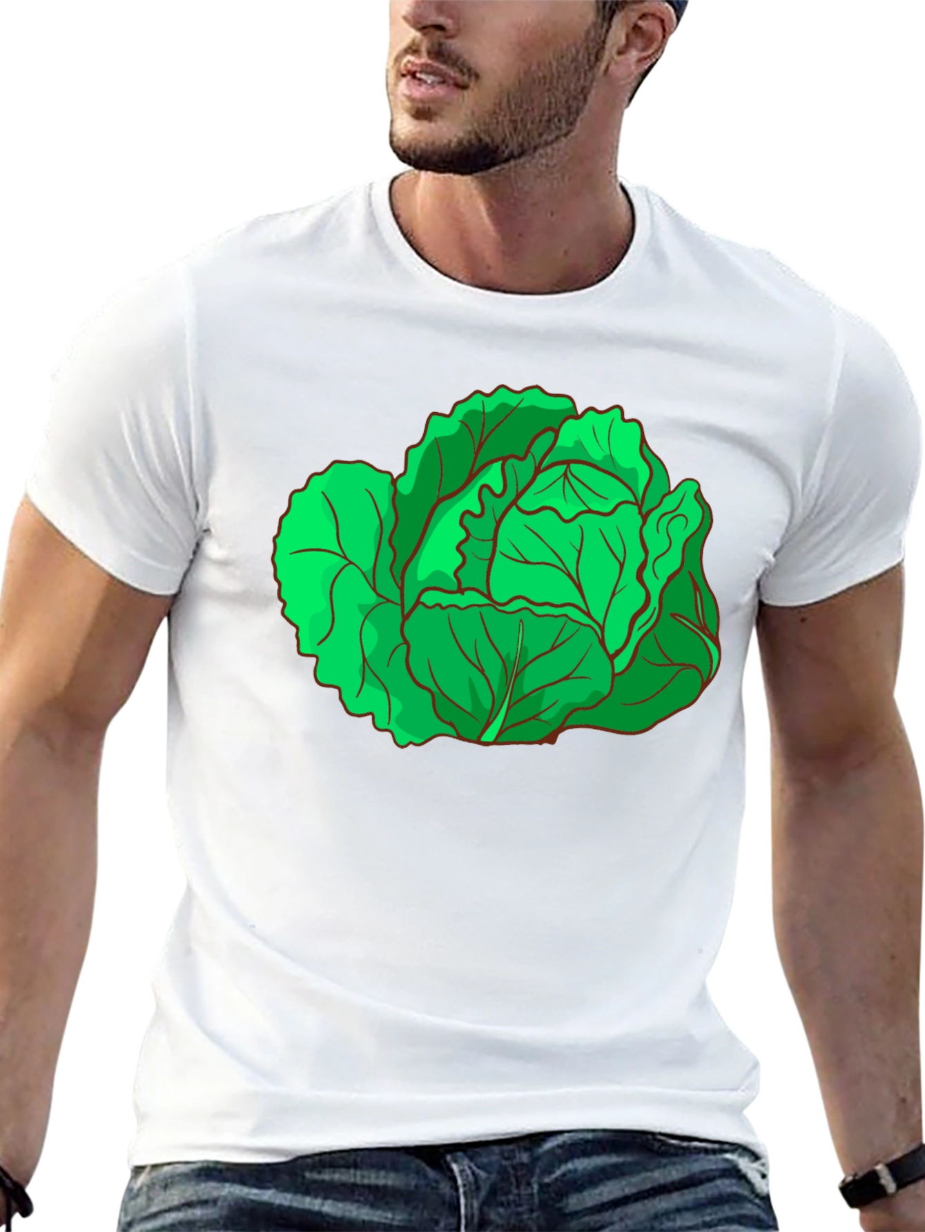 Cabbage Graphic Tee - Black Cotton T-Shirt