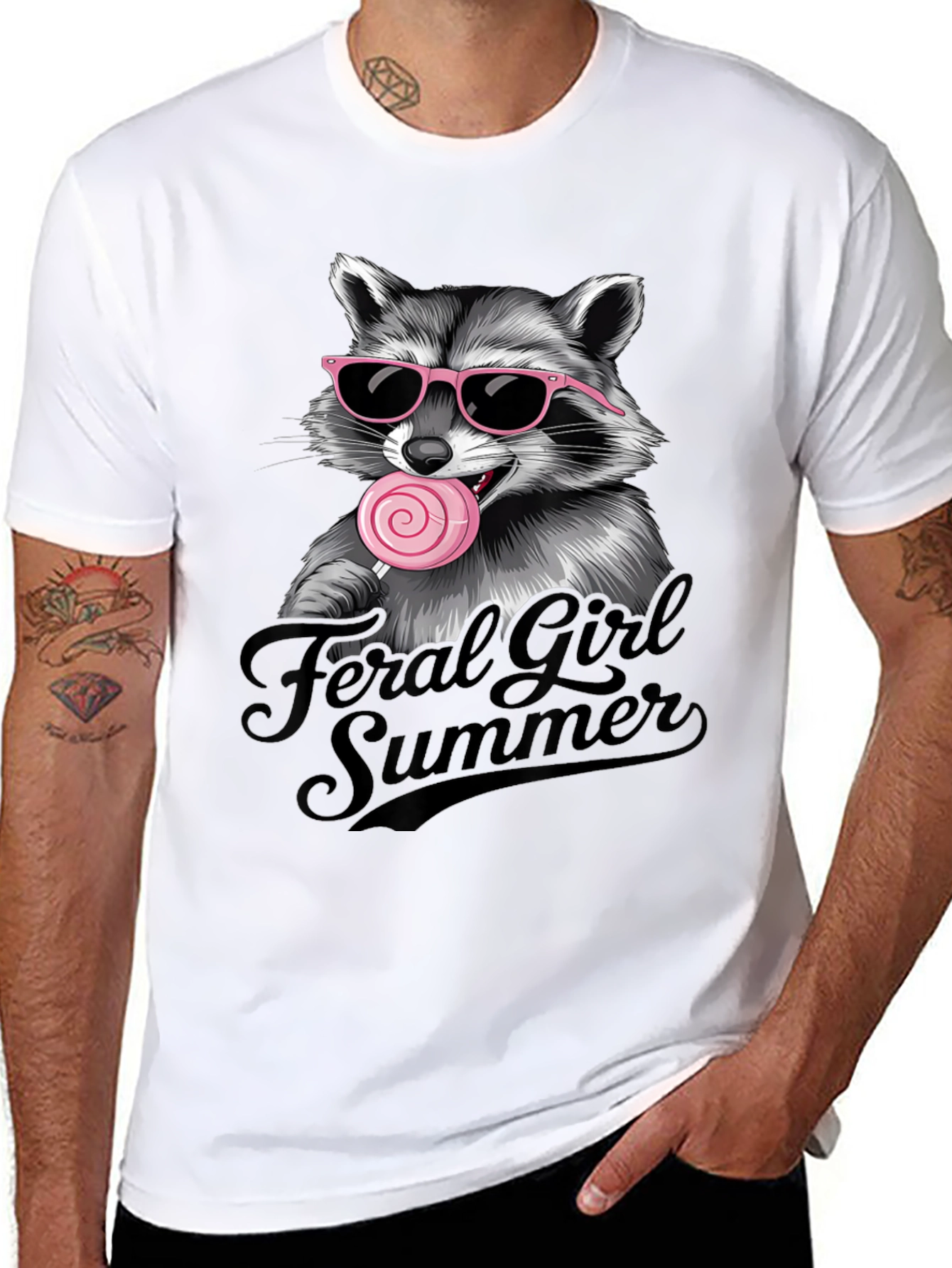 Feral Girl Summer Raccoon Graphic Tee
