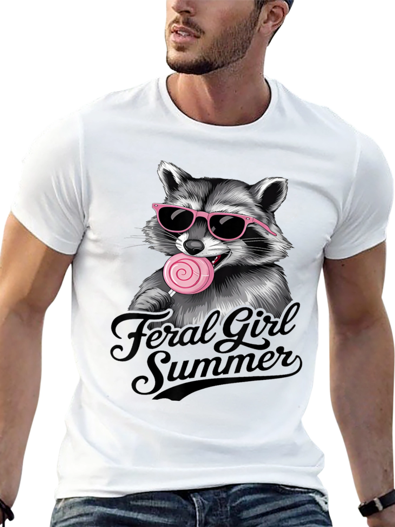 Feral Girl Summer Raccoon Graphic Tee