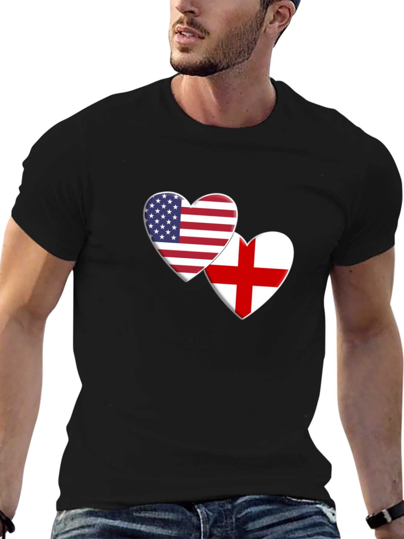 USA & England Heart Flag T-Shirt