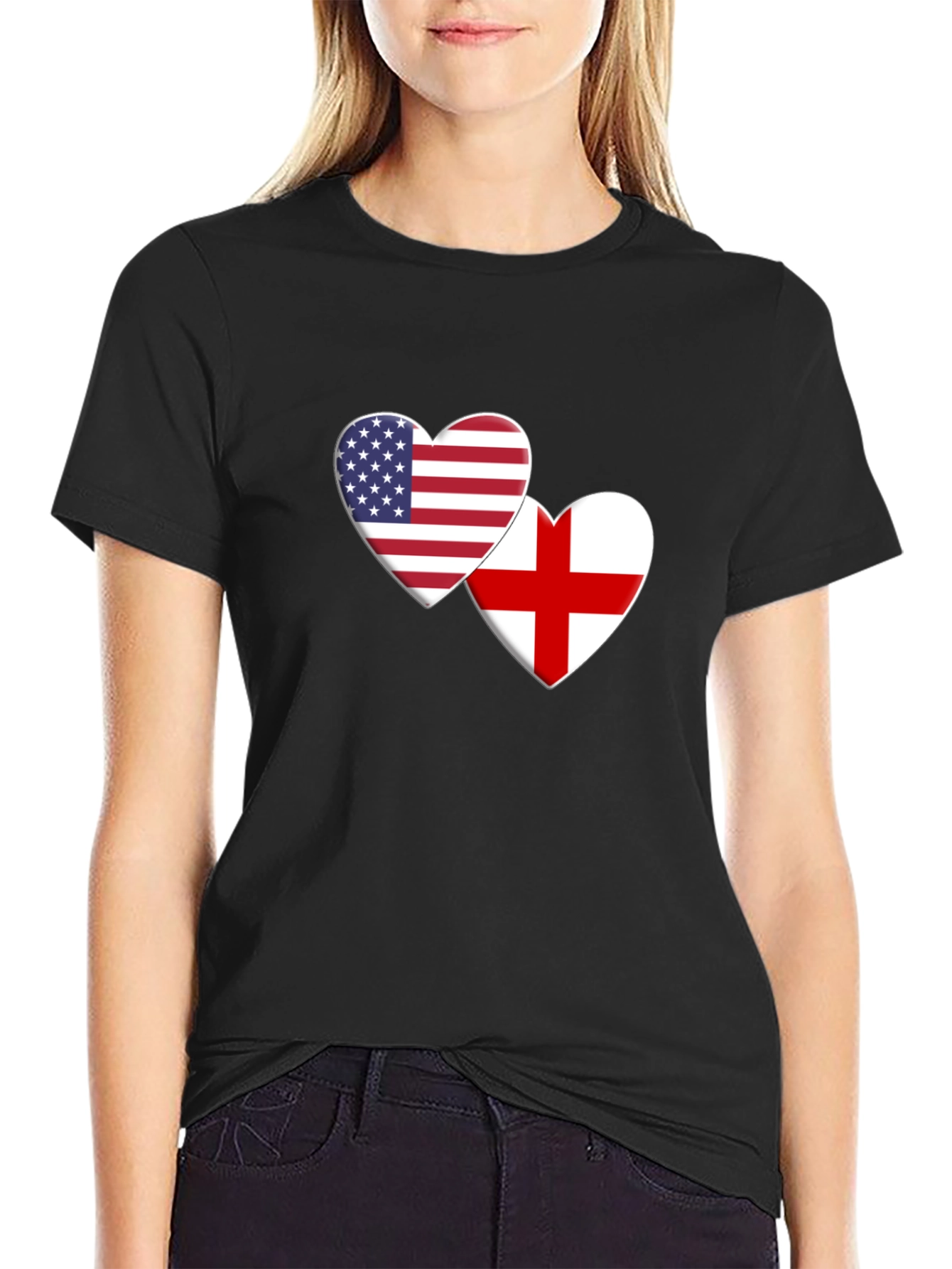 USA & England Heart Flag T-Shirt