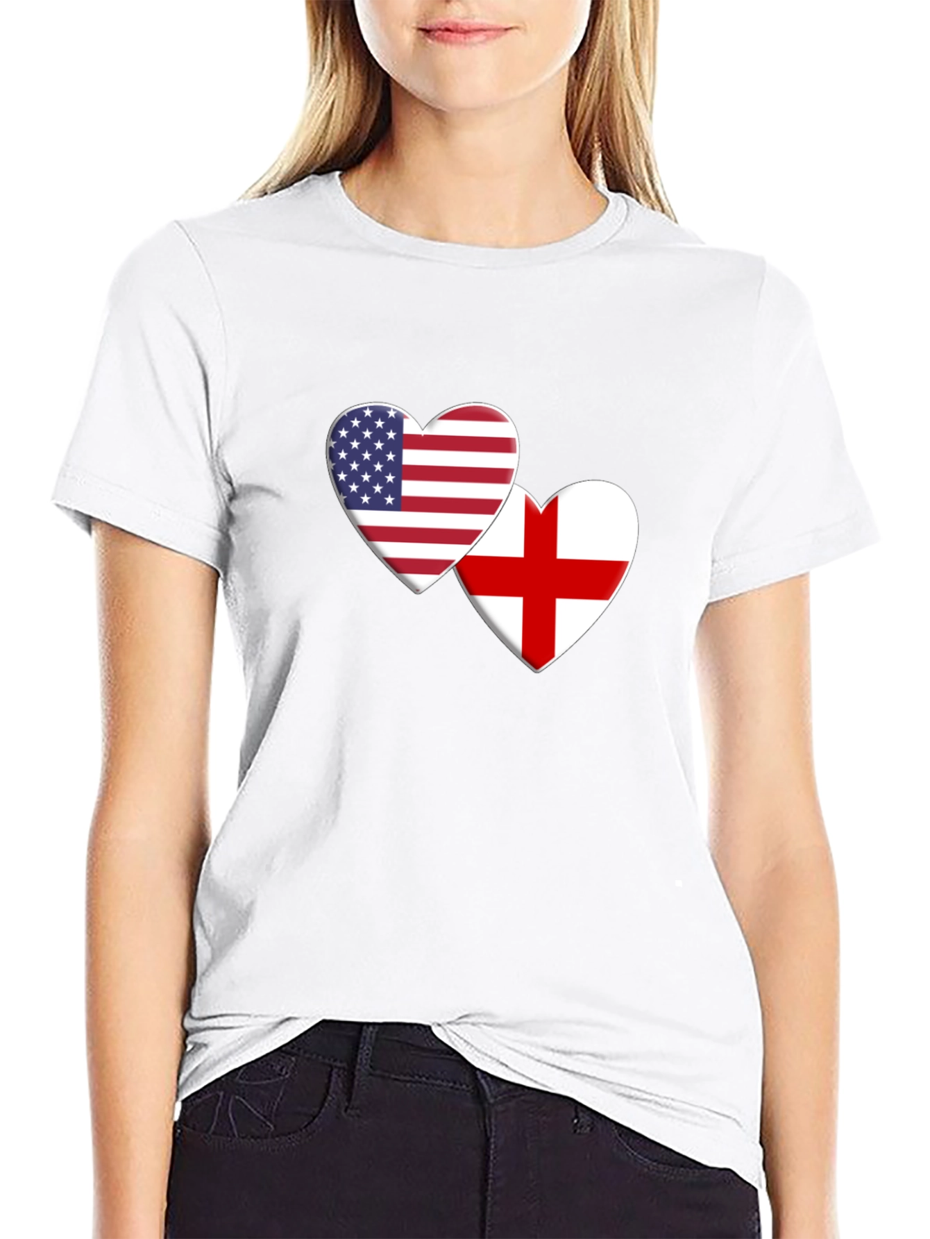 USA & England Heart Flag T-Shirt