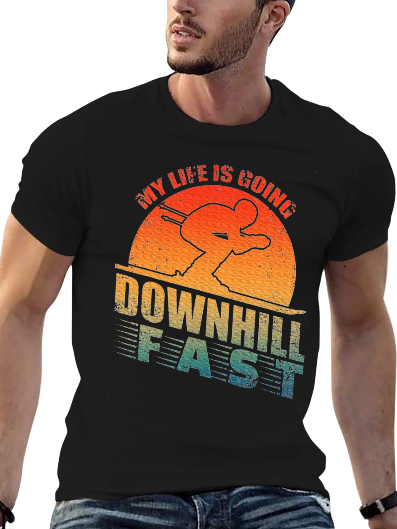 Downhill Fast Skiing Graphic Tee