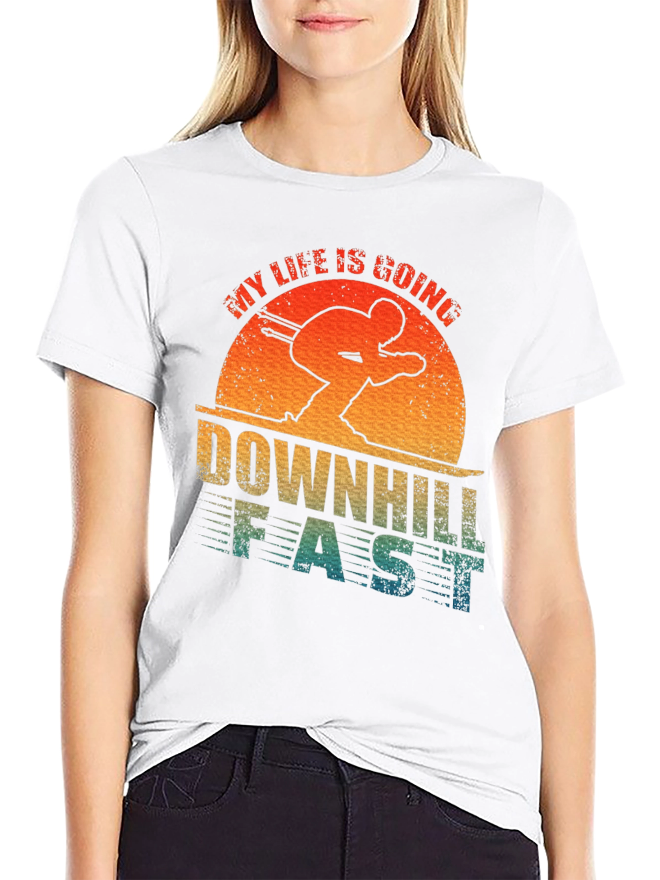 Downhill Fast Skiing Graphic Tee