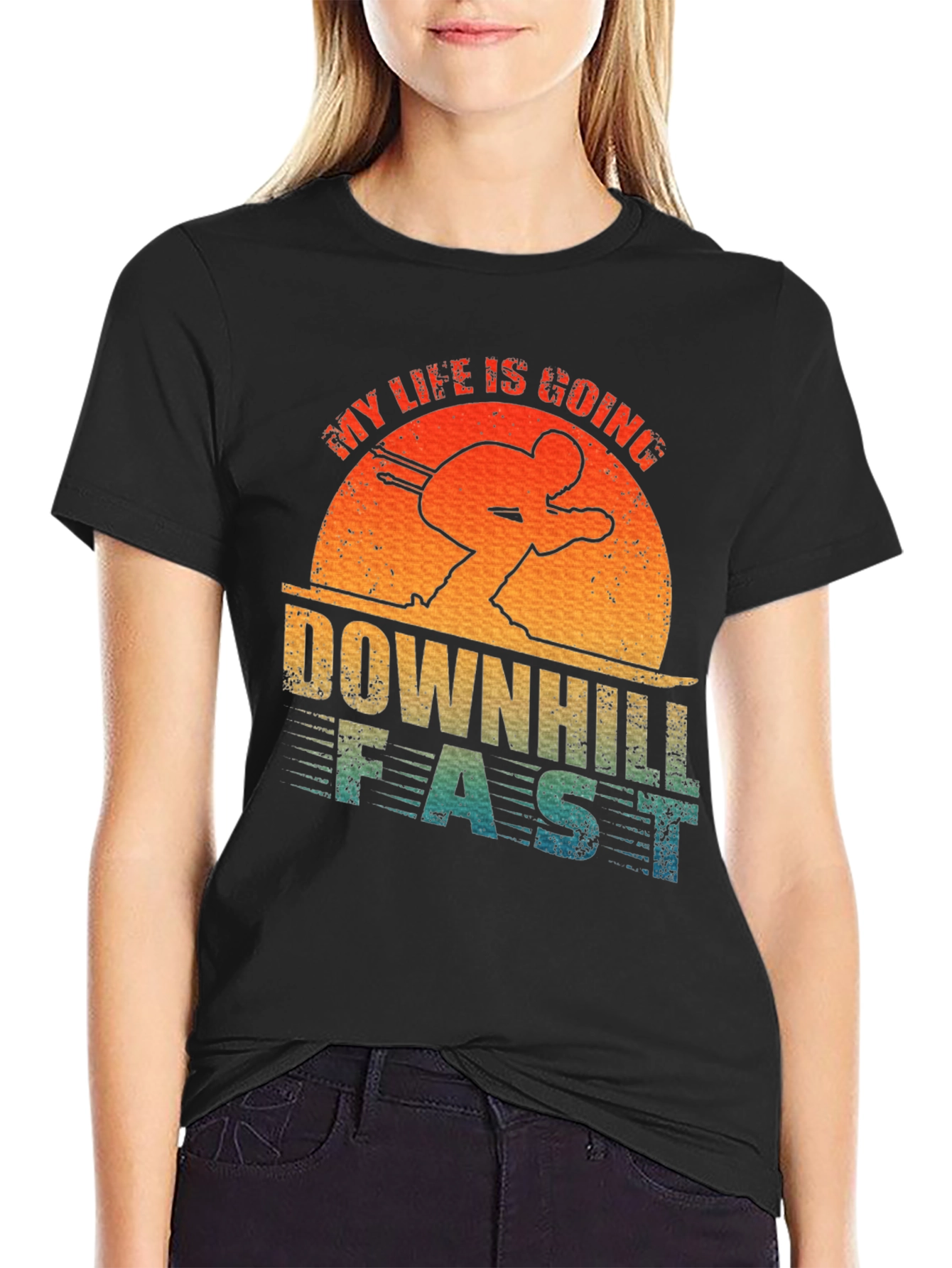 Downhill Fast Skiing Graphic Tee