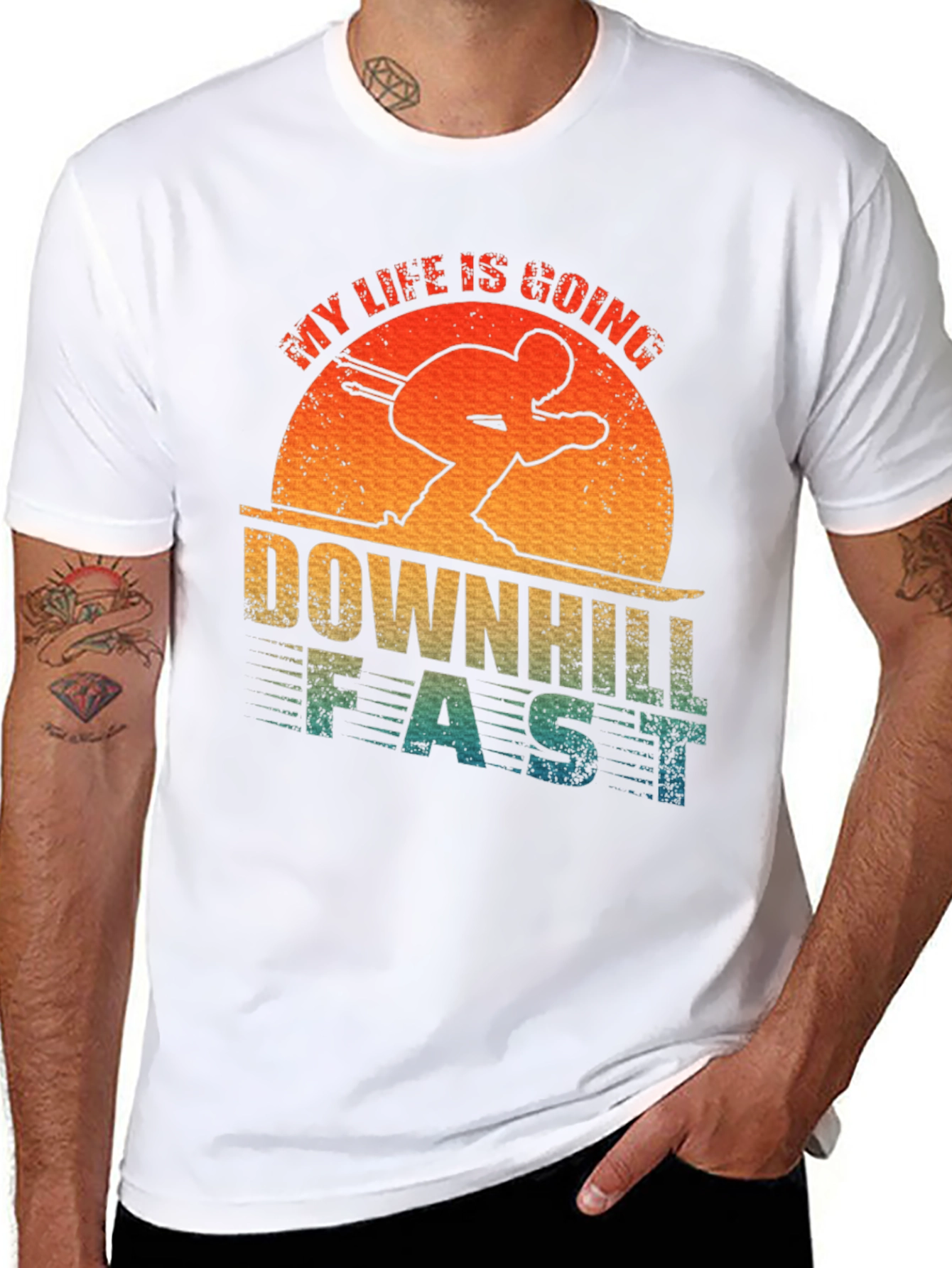 Downhill Fast Skiing Graphic Tee