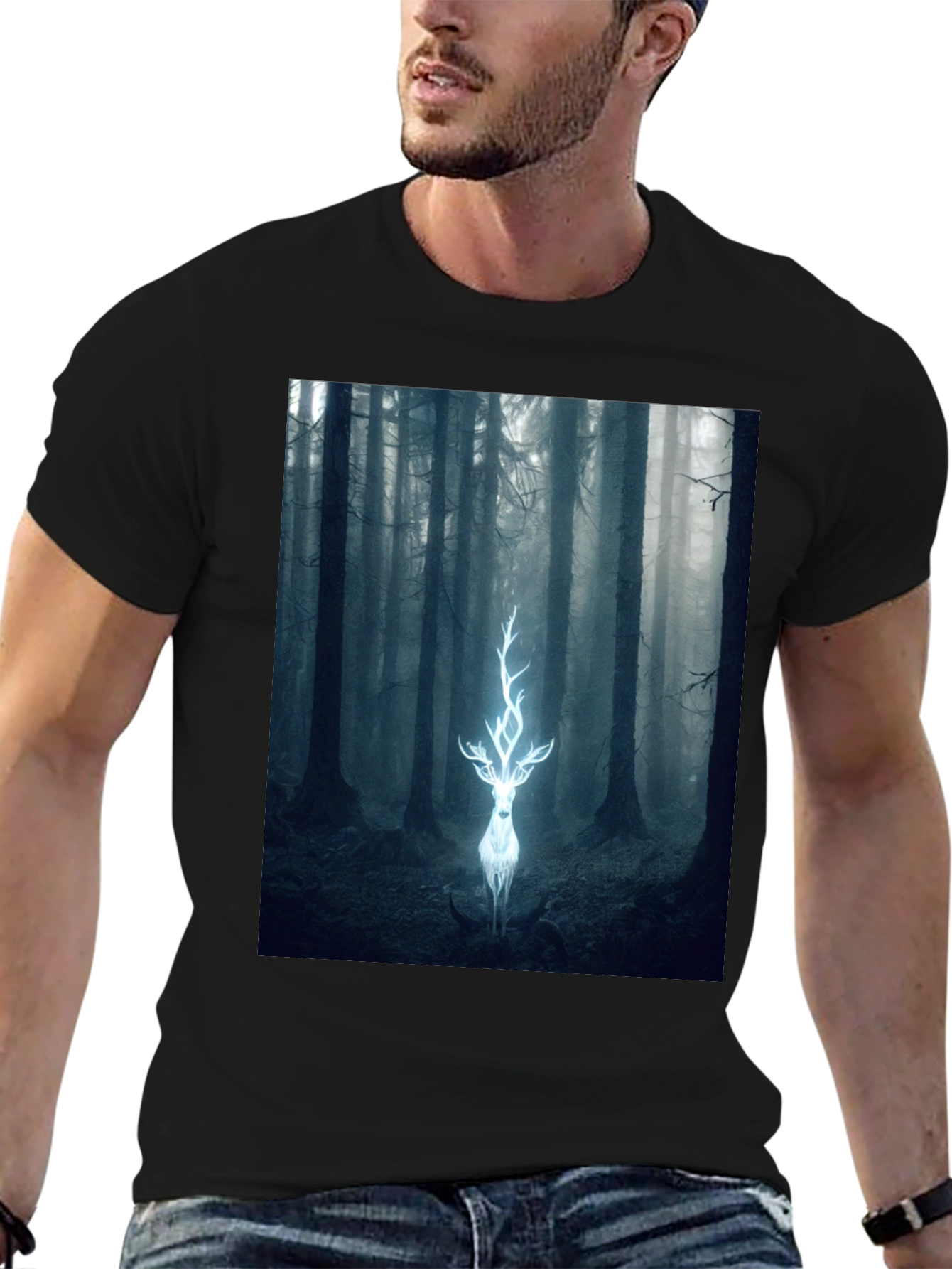 Mystical Deer Forest Graphic Tee