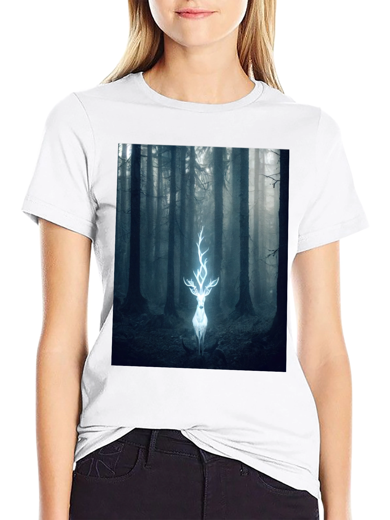 Mystical Deer Forest Graphic Tee