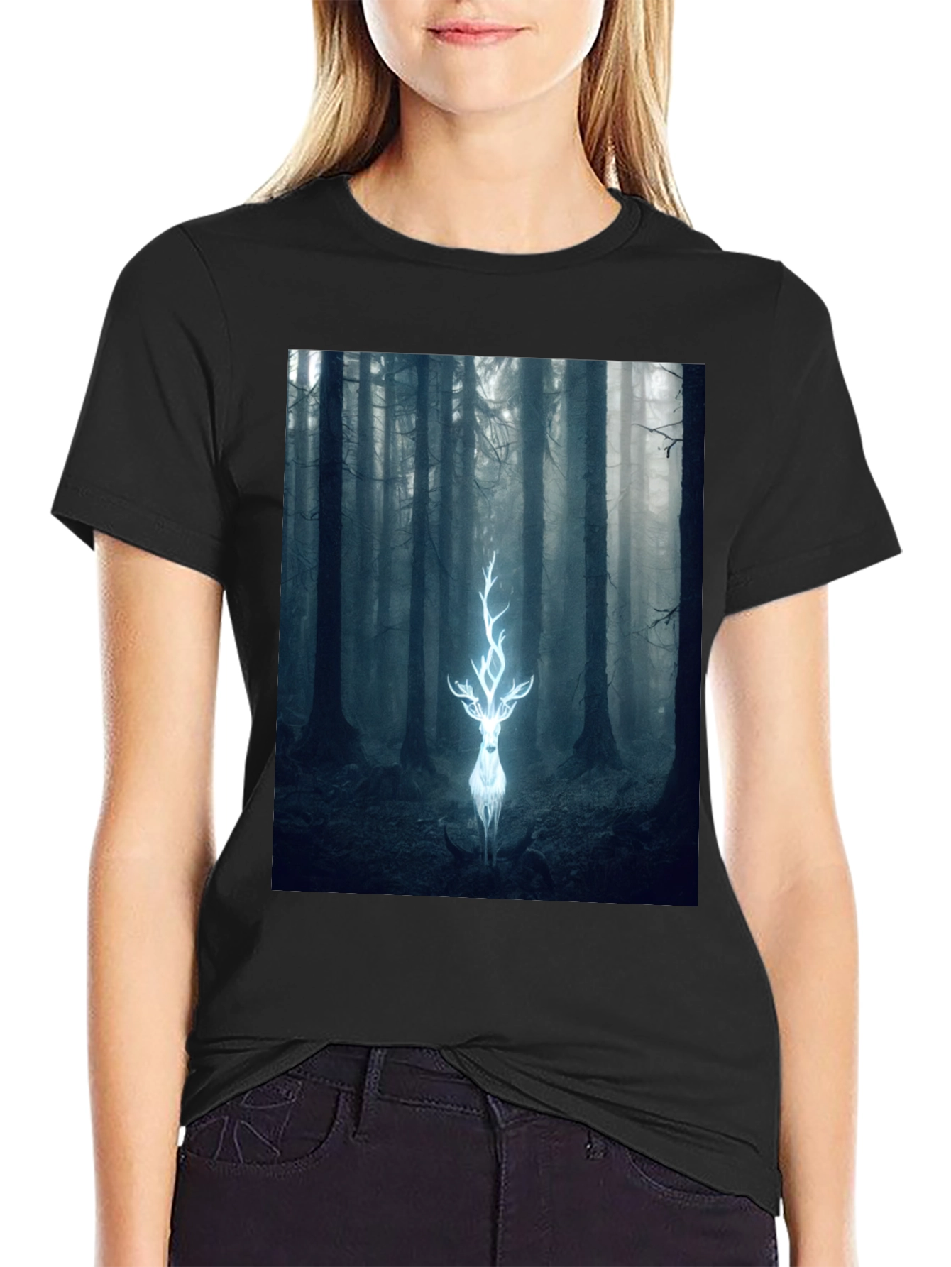 Mystical Deer Forest Graphic Tee