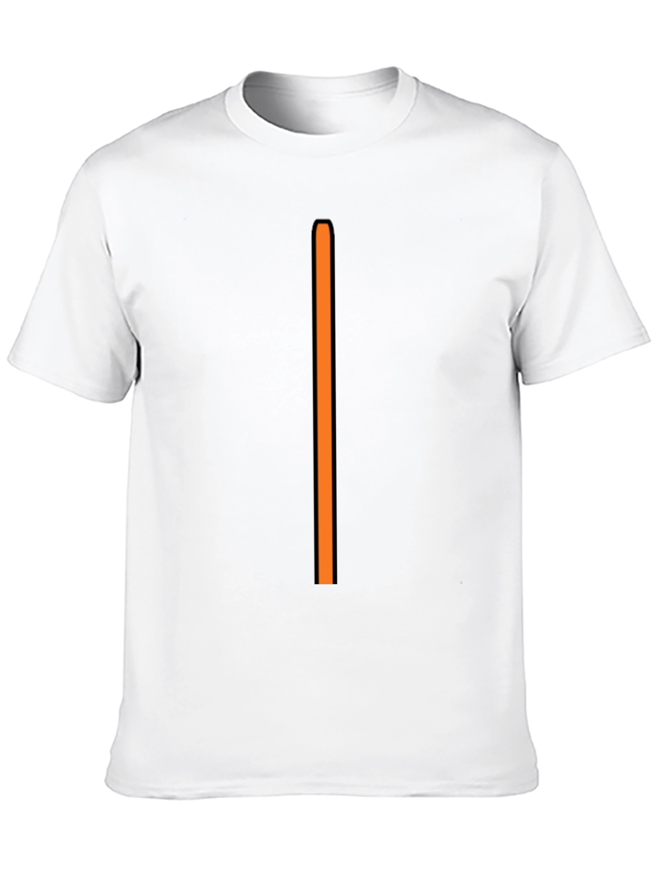 Mens Black T-Shirt with Vertical Orange Stripe