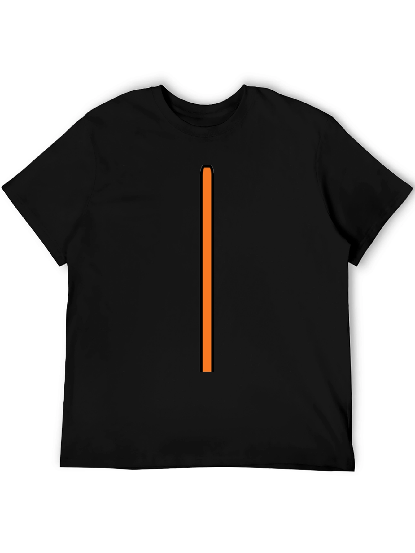 Mens Black T-Shirt with Vertical Orange Stripe