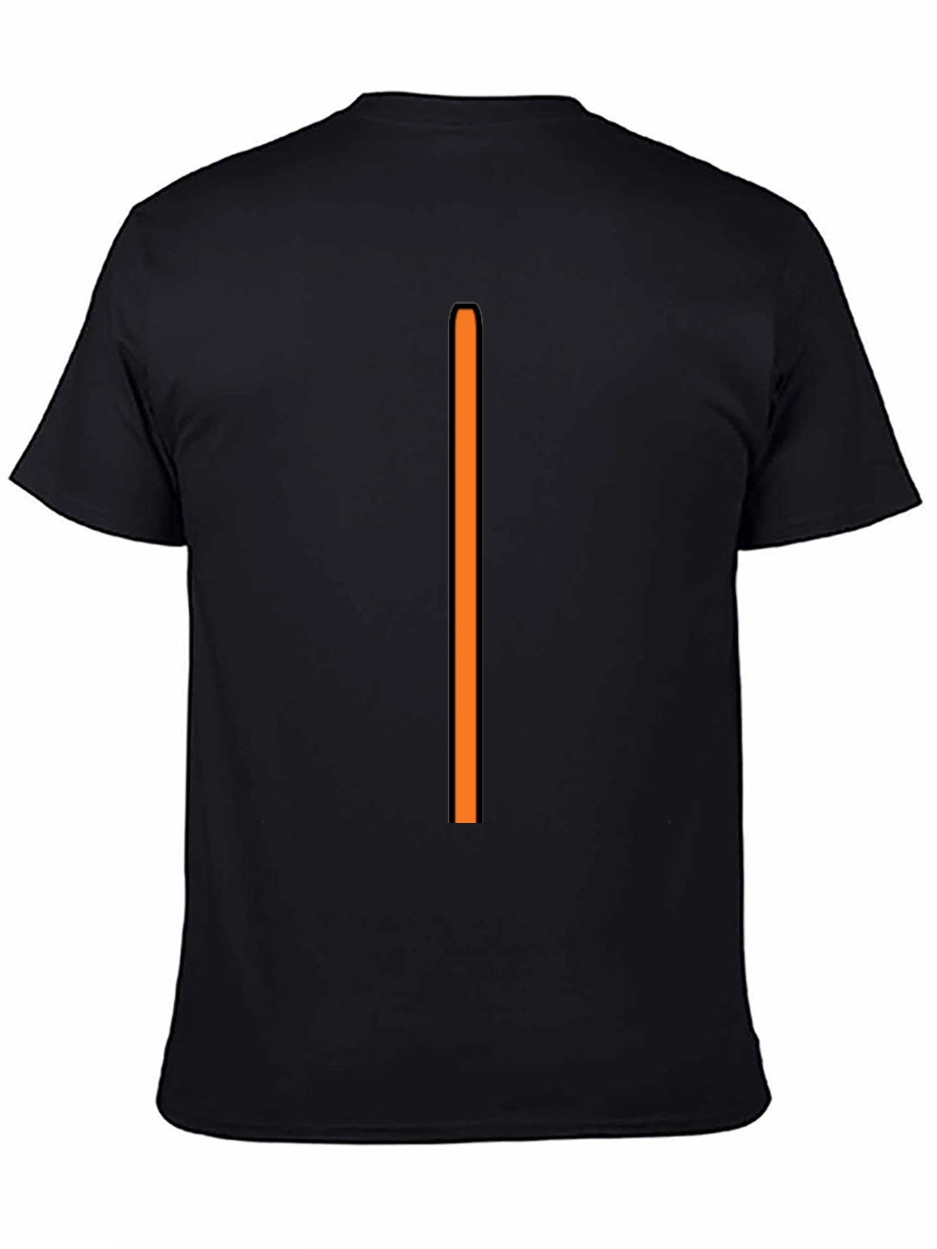 Mens Black T-Shirt with Vertical Orange Stripe