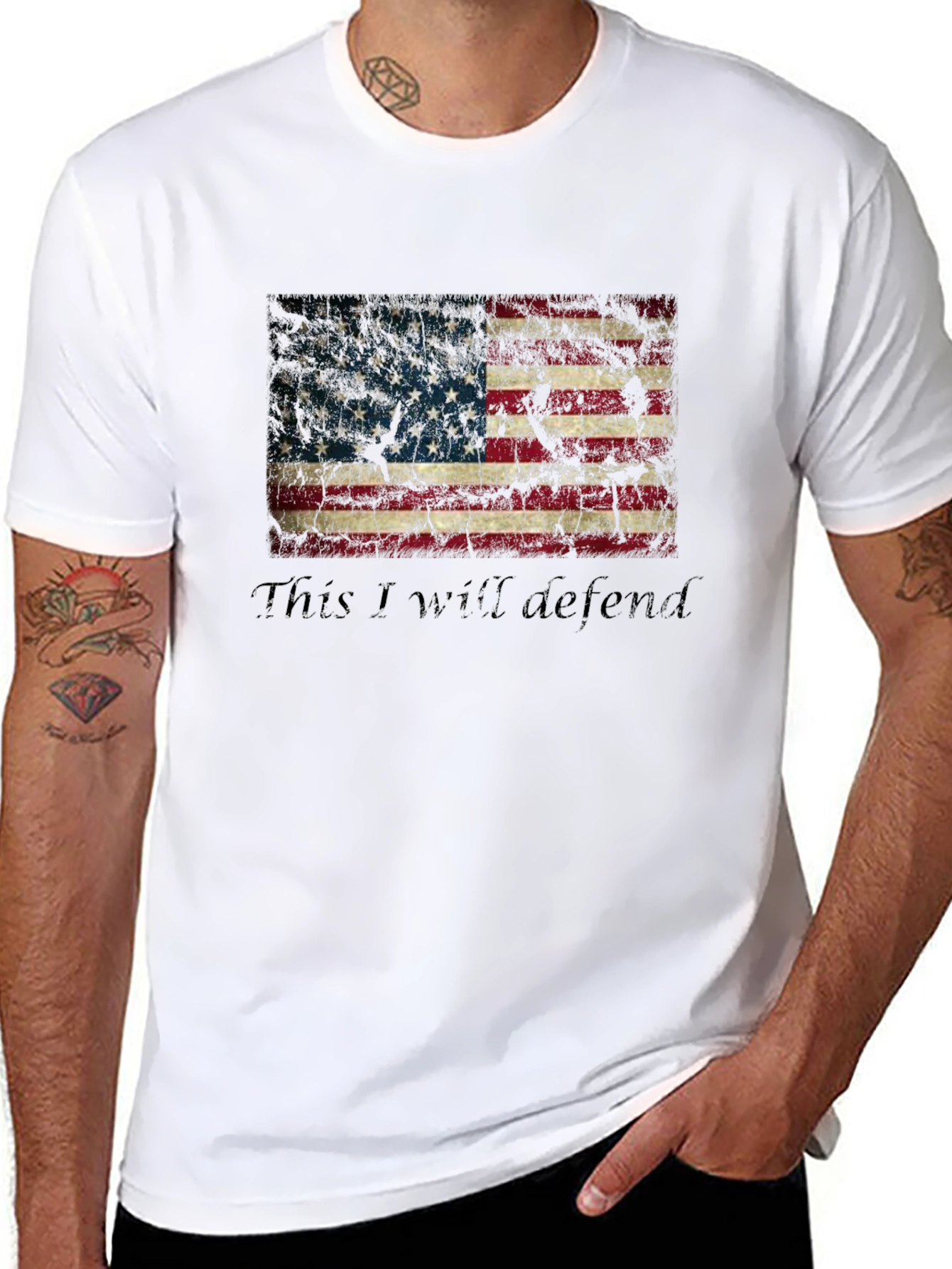 This I Will Defend - American Flag Graphic T-Shirt