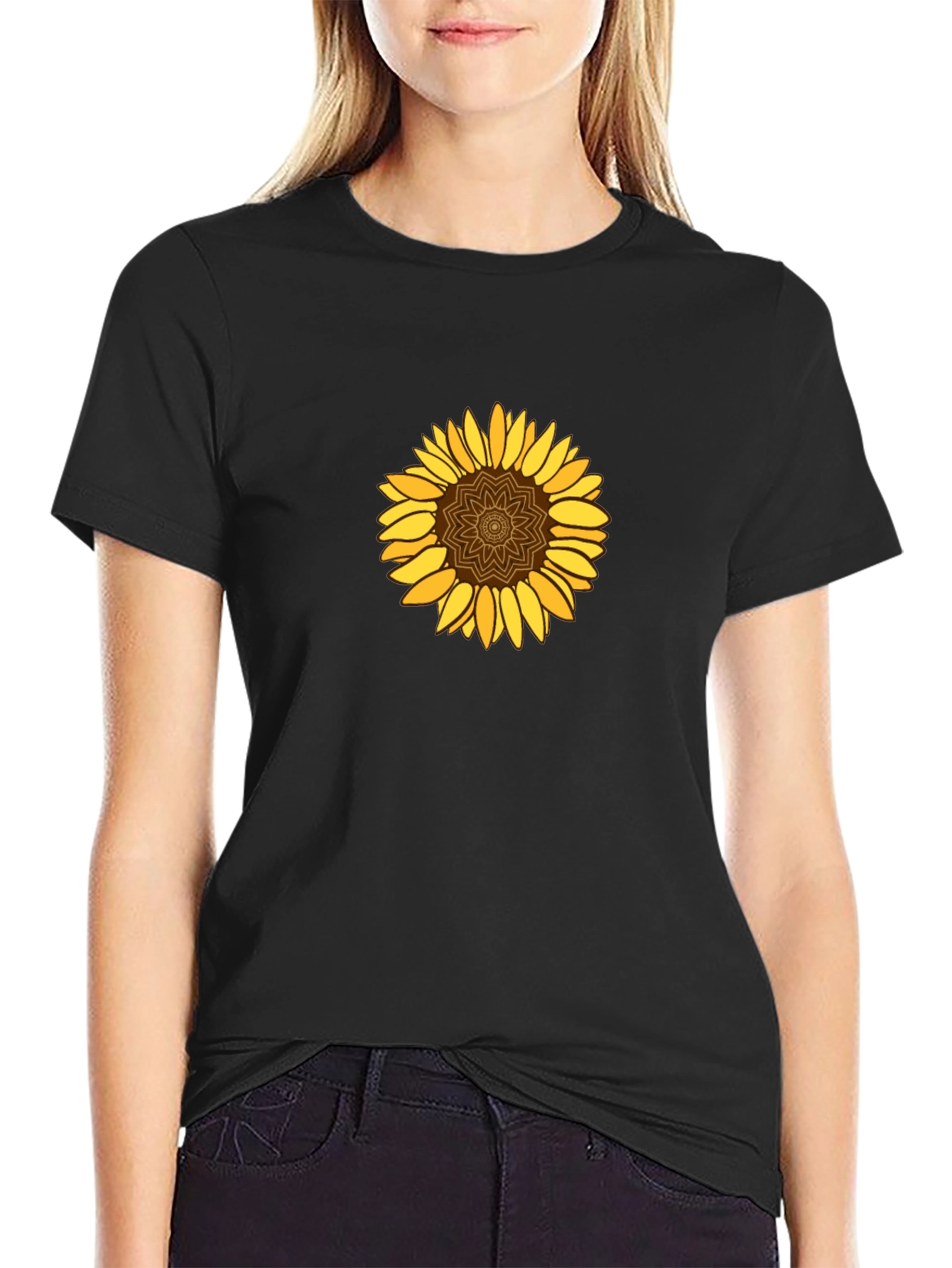 Sunflower Graphic Tee - Stylish Black T-Shirt