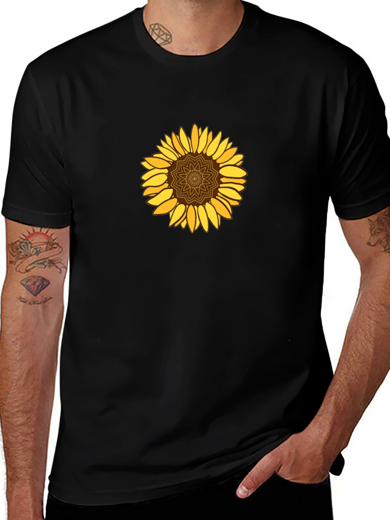 Sunflower Graphic Tee - Stylish Black T-Shirt