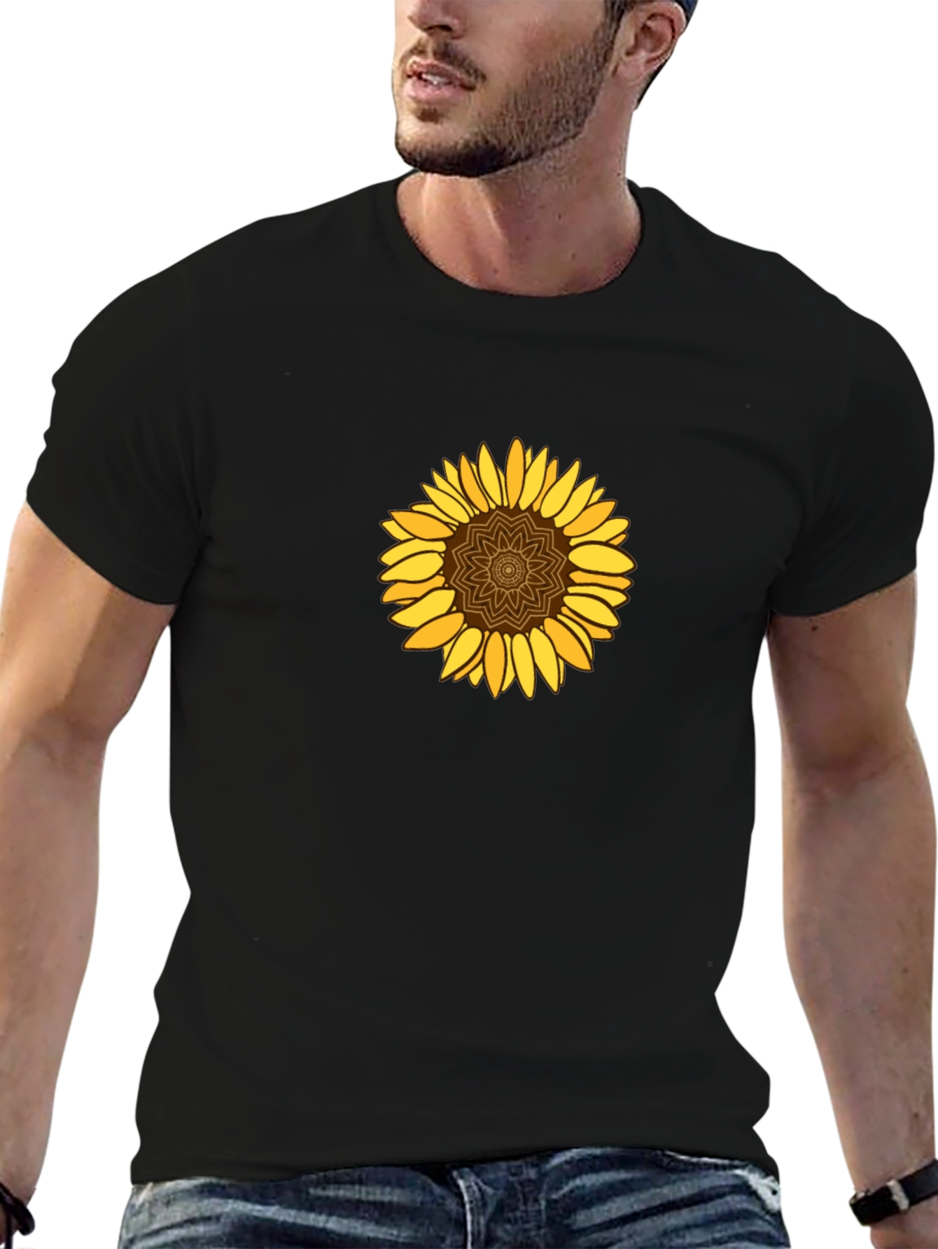 Sunflower Graphic Tee - Stylish Black T-Shirt