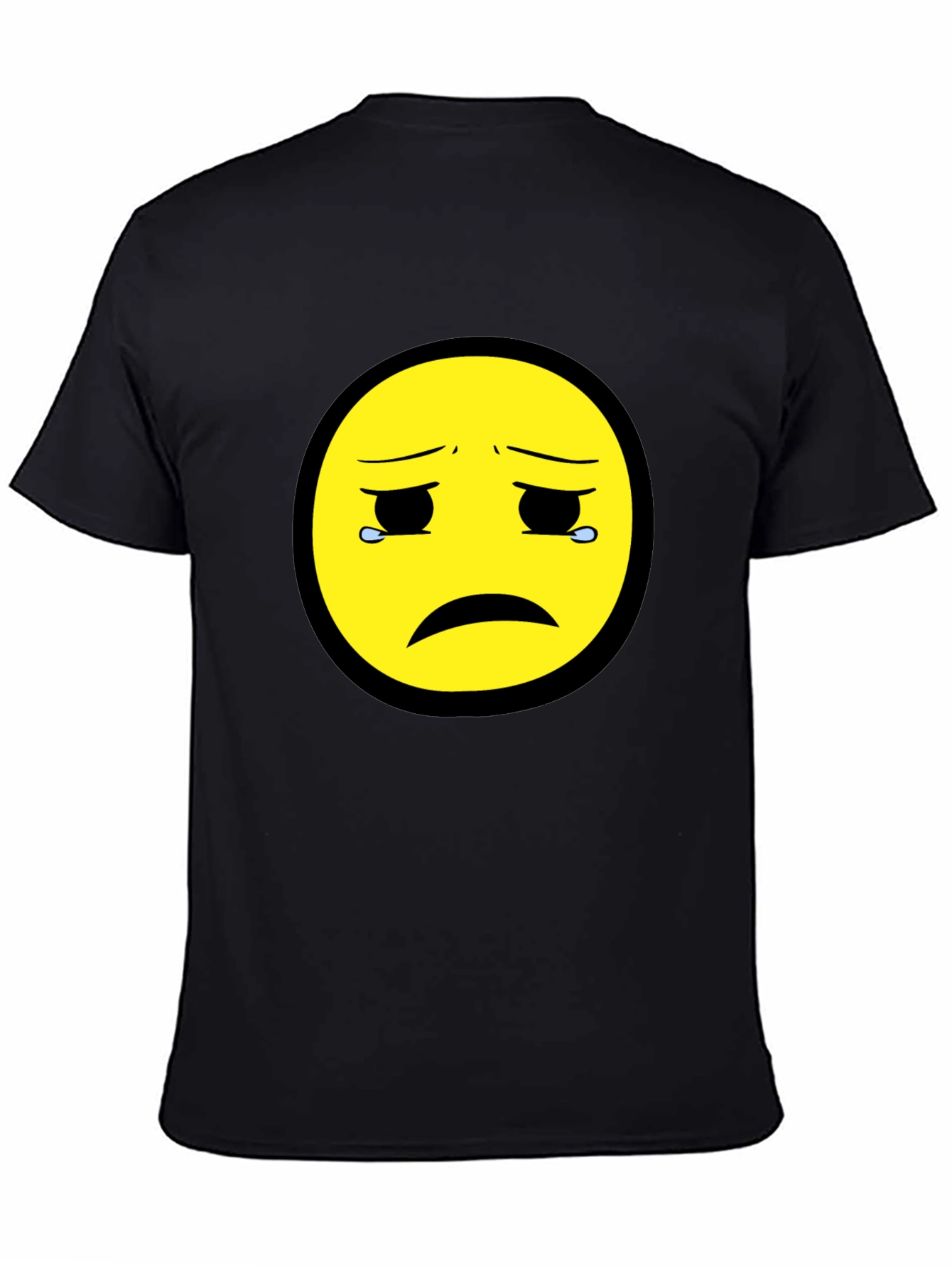 Sad Emoji Graphic Tee - Unisex Black T-Shirt