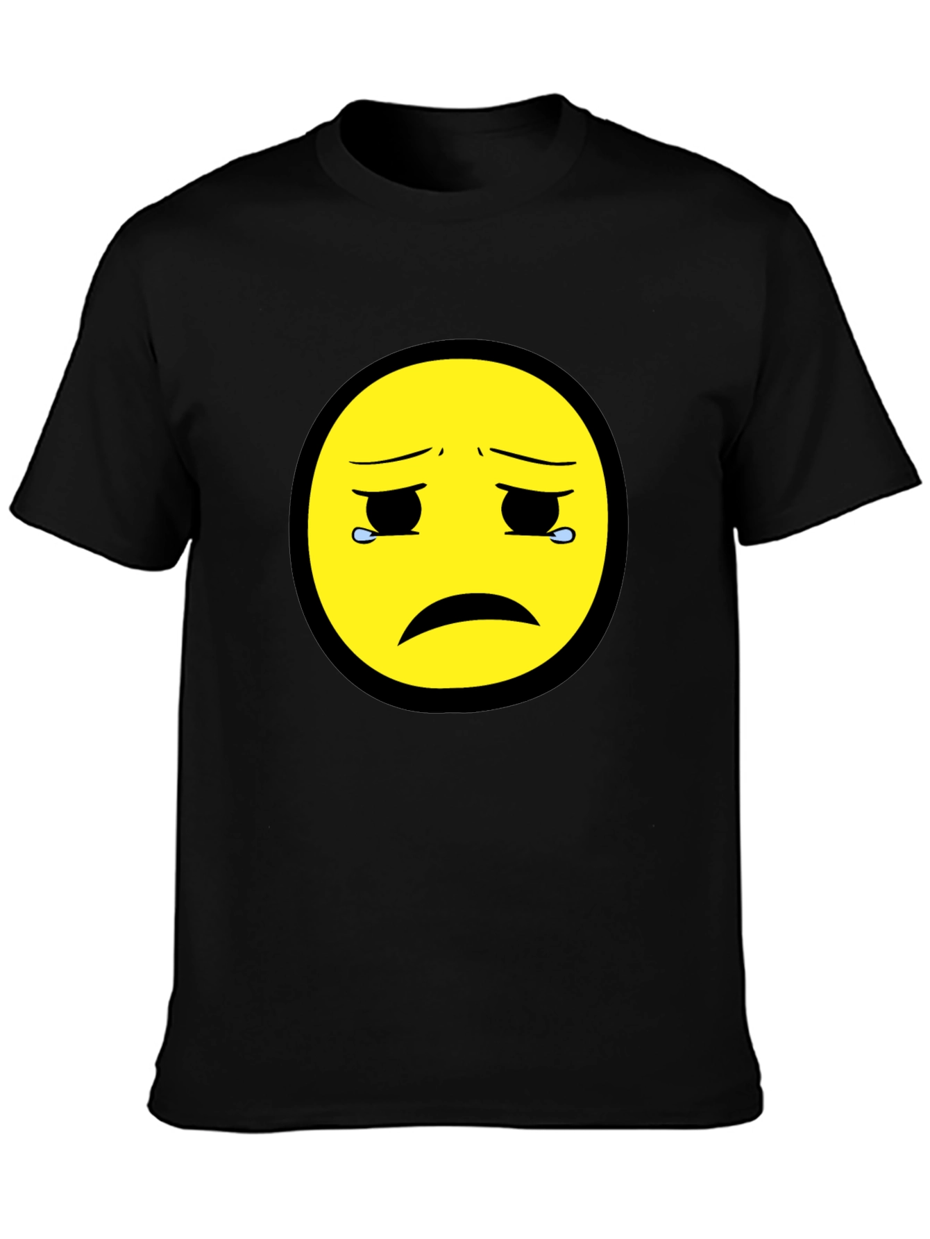 Sad Emoji Graphic Tee - Unisex Black T-Shirt