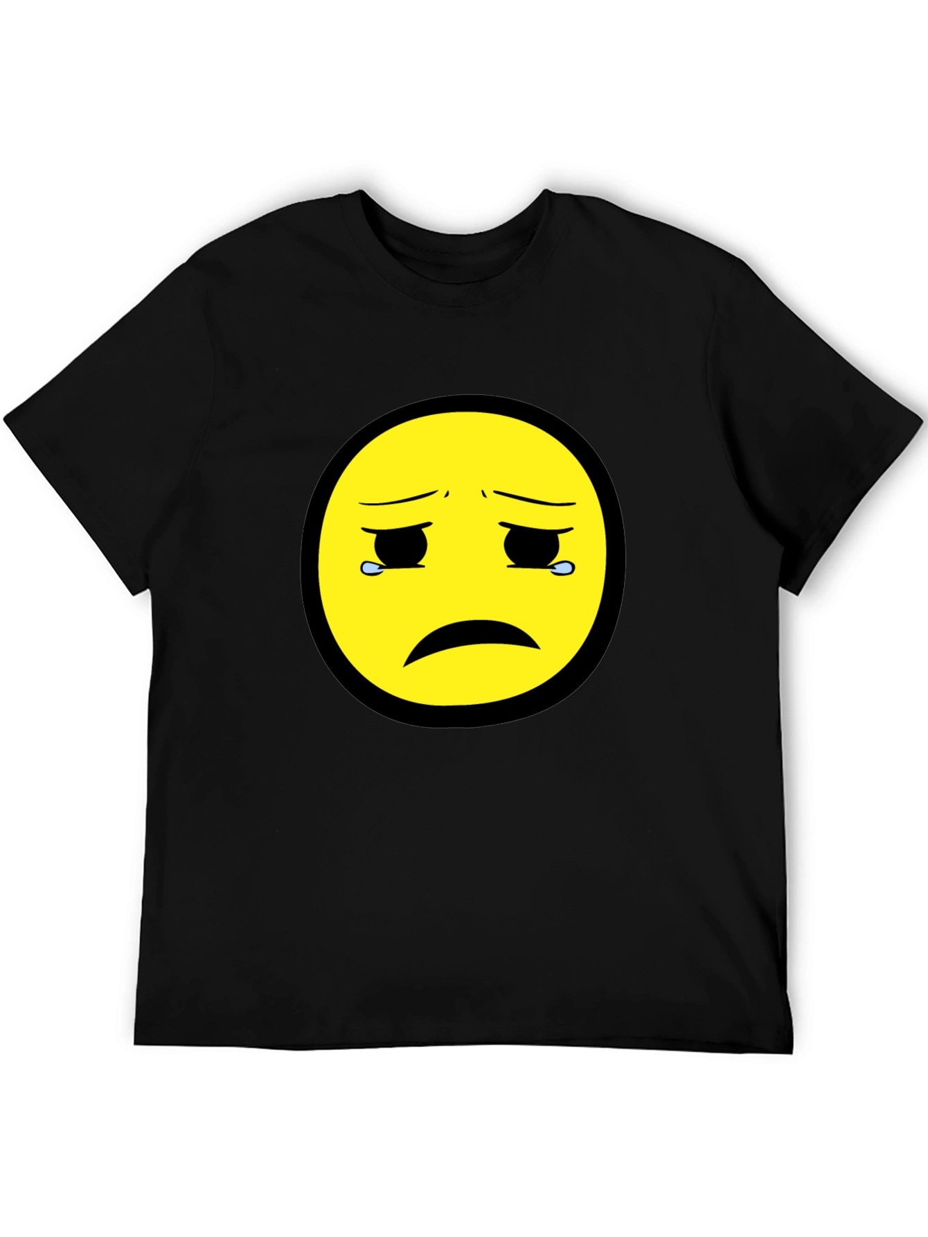 Sad Emoji Graphic Tee - Unisex Black T-Shirt