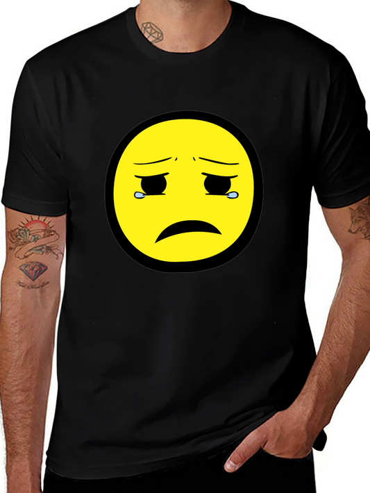 Sad Emoji Graphic Tee - Unisex Black T-Shirt