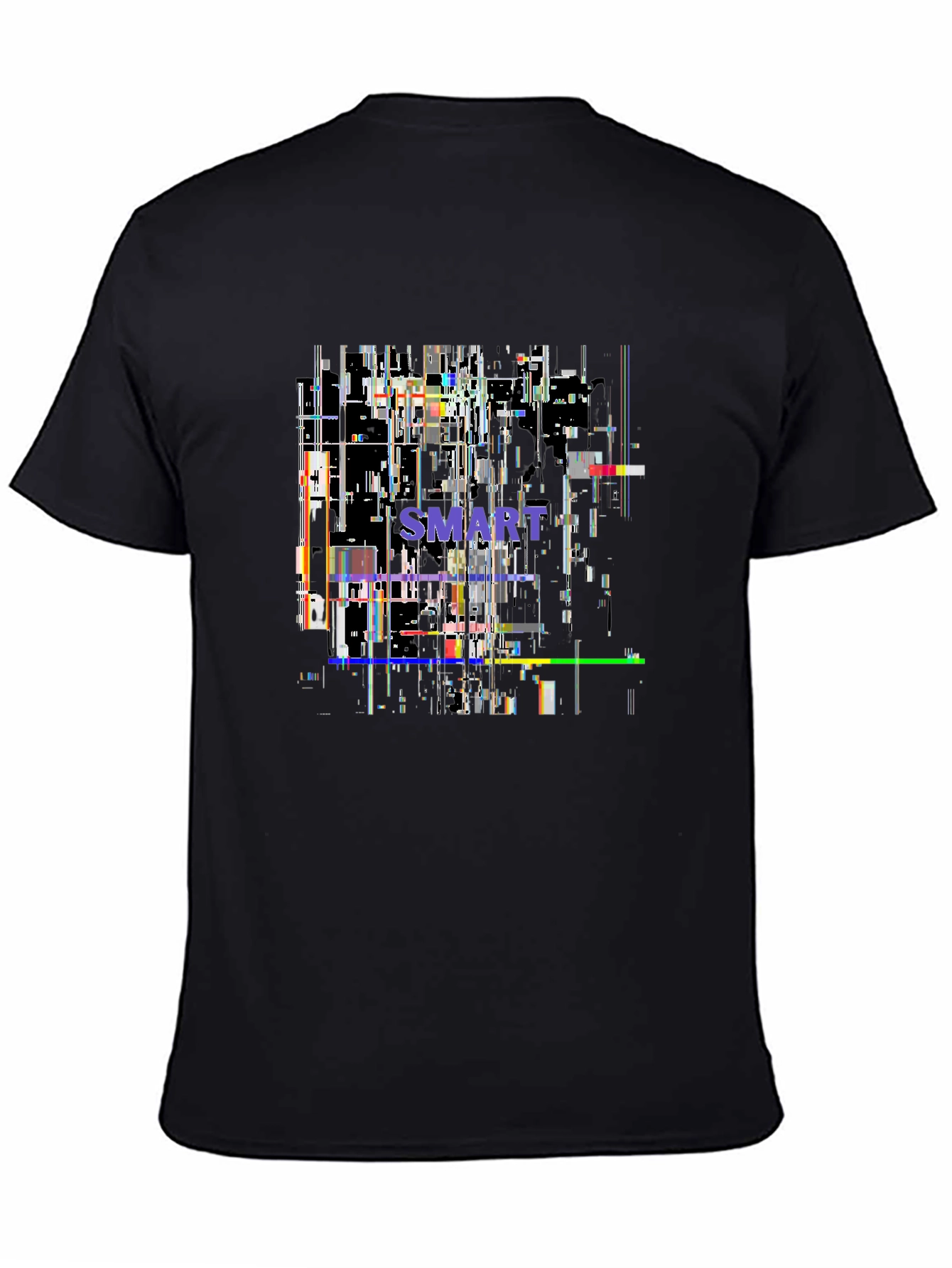 Smart Glitch Black T-Shirt - Abstract Graphic Tee