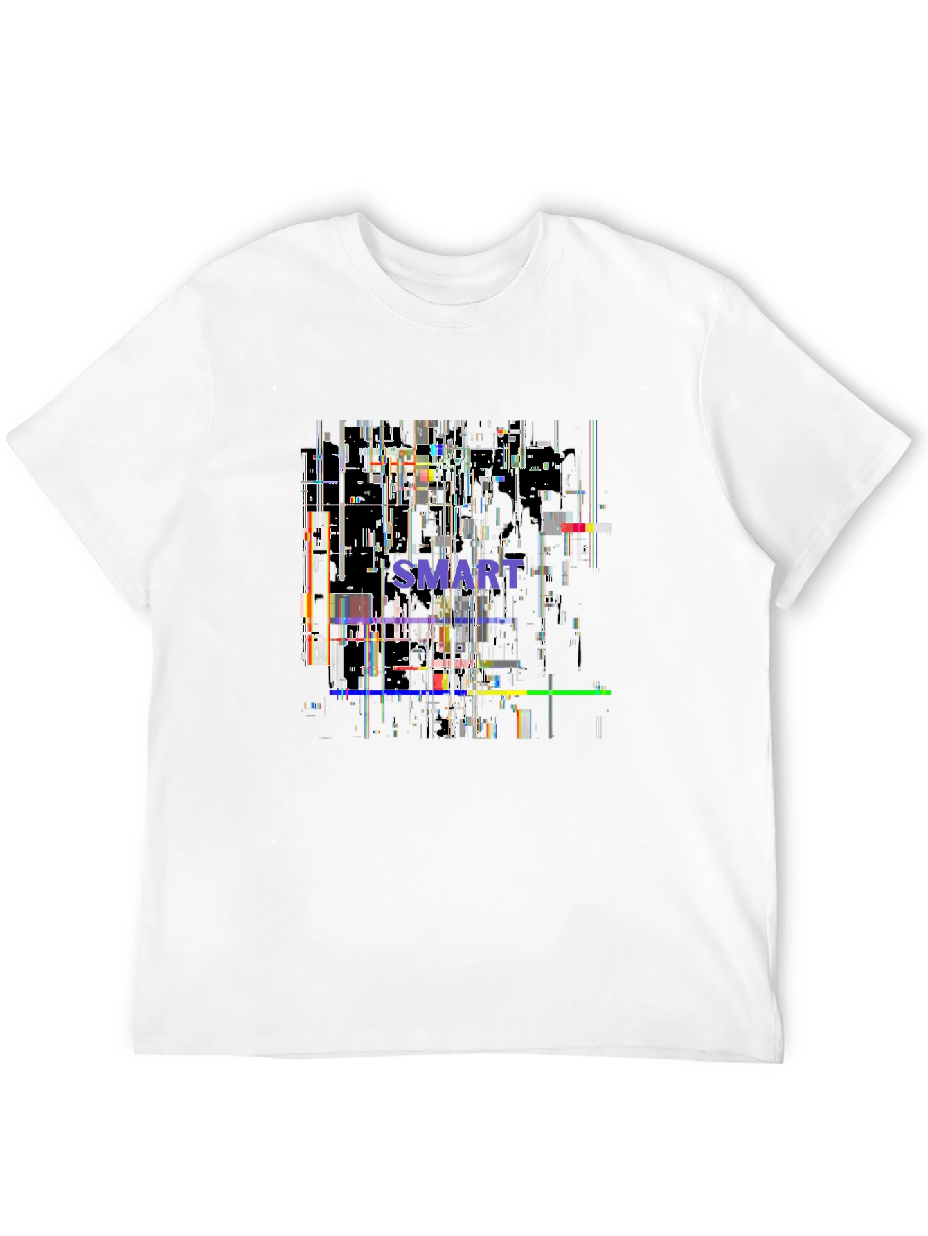 Smart Glitch Black T-Shirt - Abstract Graphic Tee