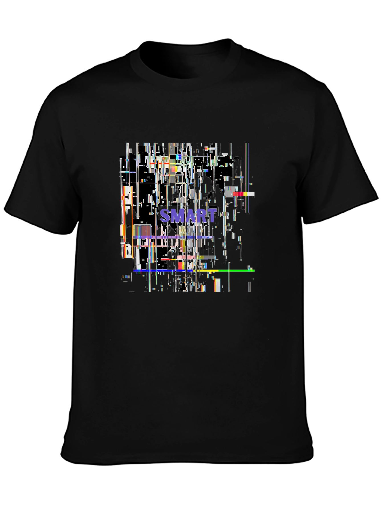 Smart Glitch Black T-Shirt - Abstract Graphic Tee