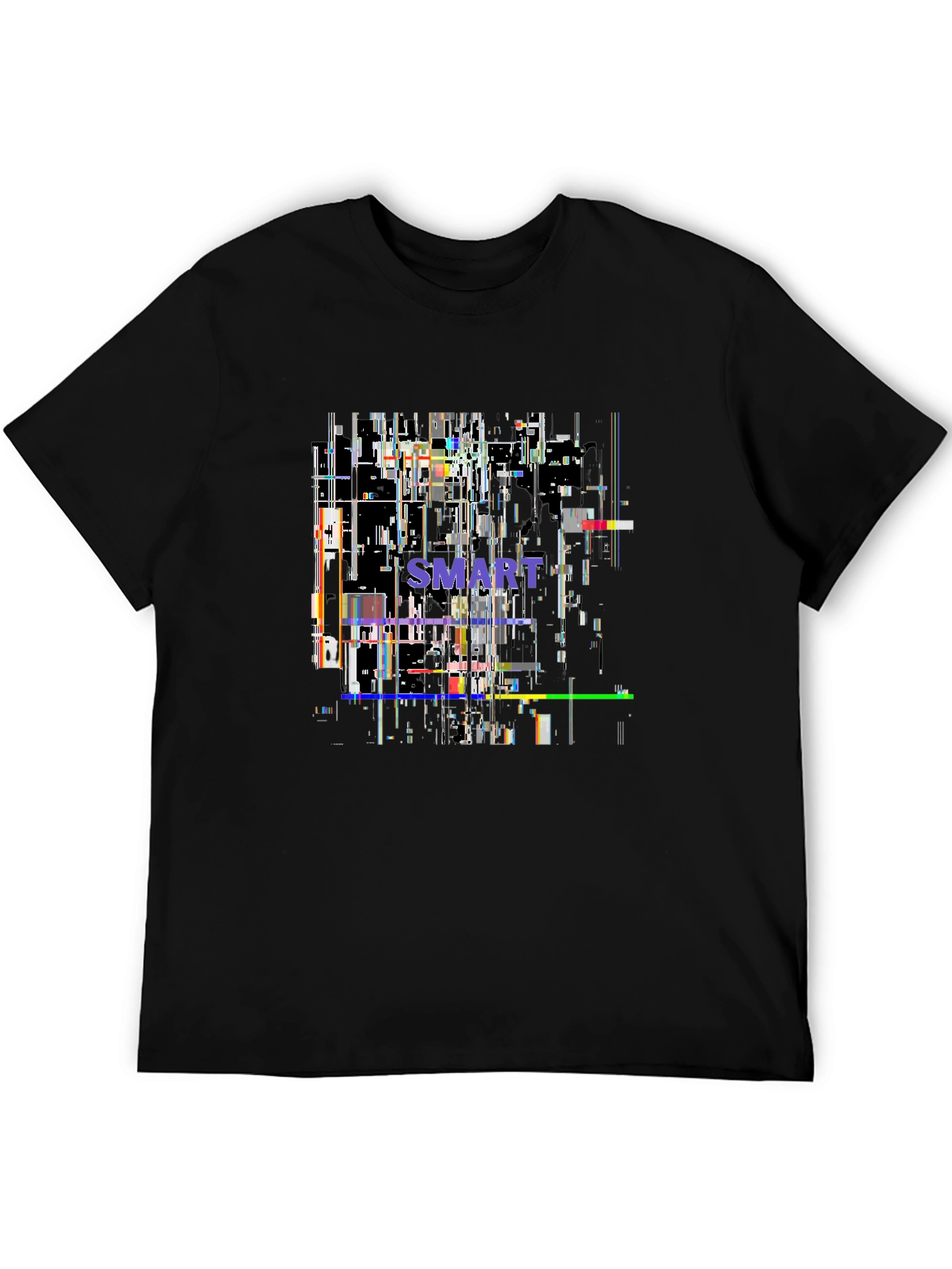 Smart Glitch Black T-Shirt - Abstract Graphic Tee