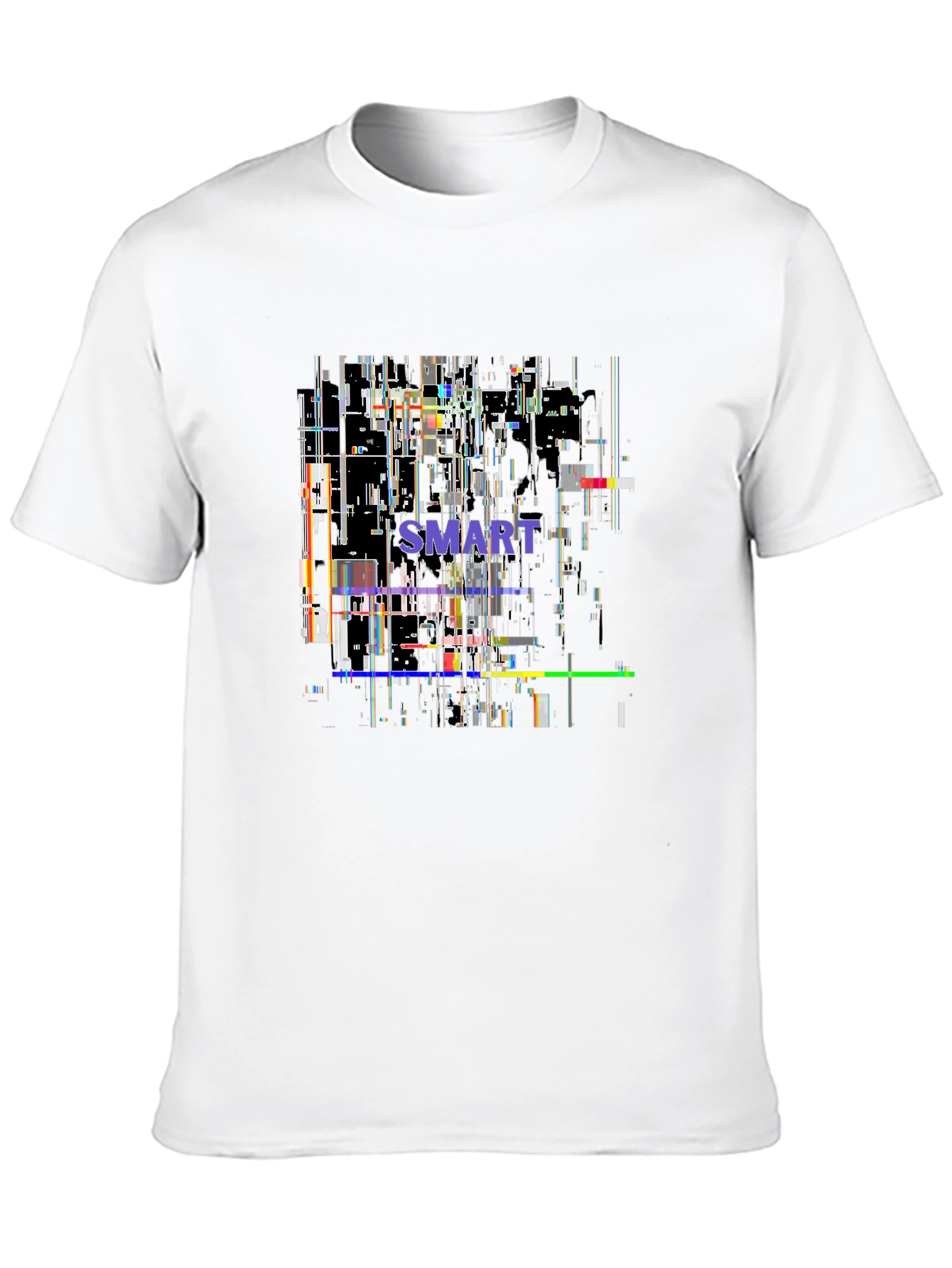 Smart Glitch Black T-Shirt - Abstract Graphic Tee