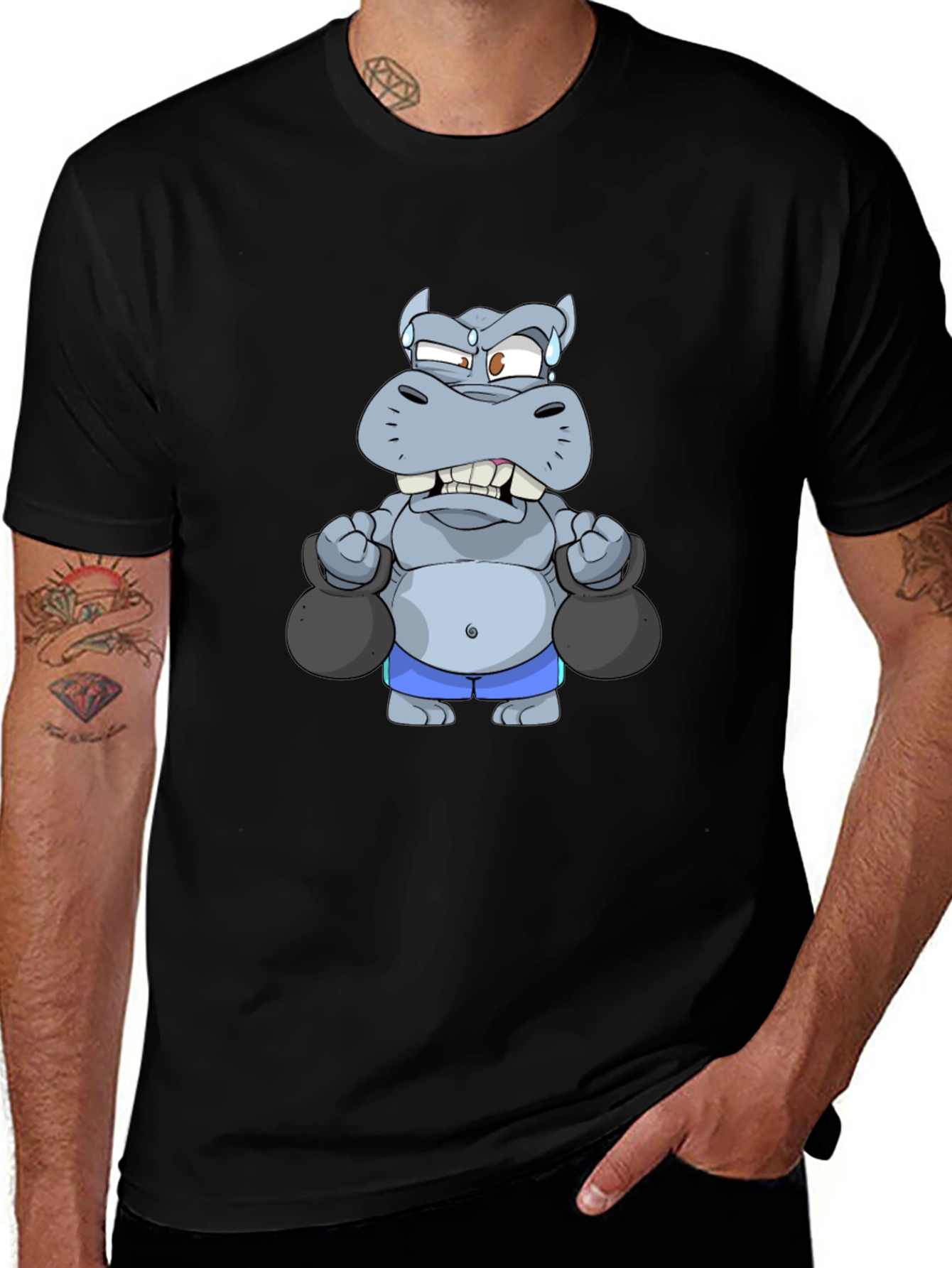 Weightlifting Hippo Graphic Tee - Black T-Shirt