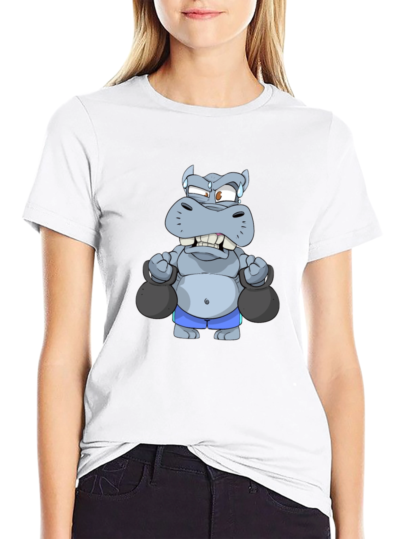 Weightlifting Hippo Graphic Tee - Black T-Shirt