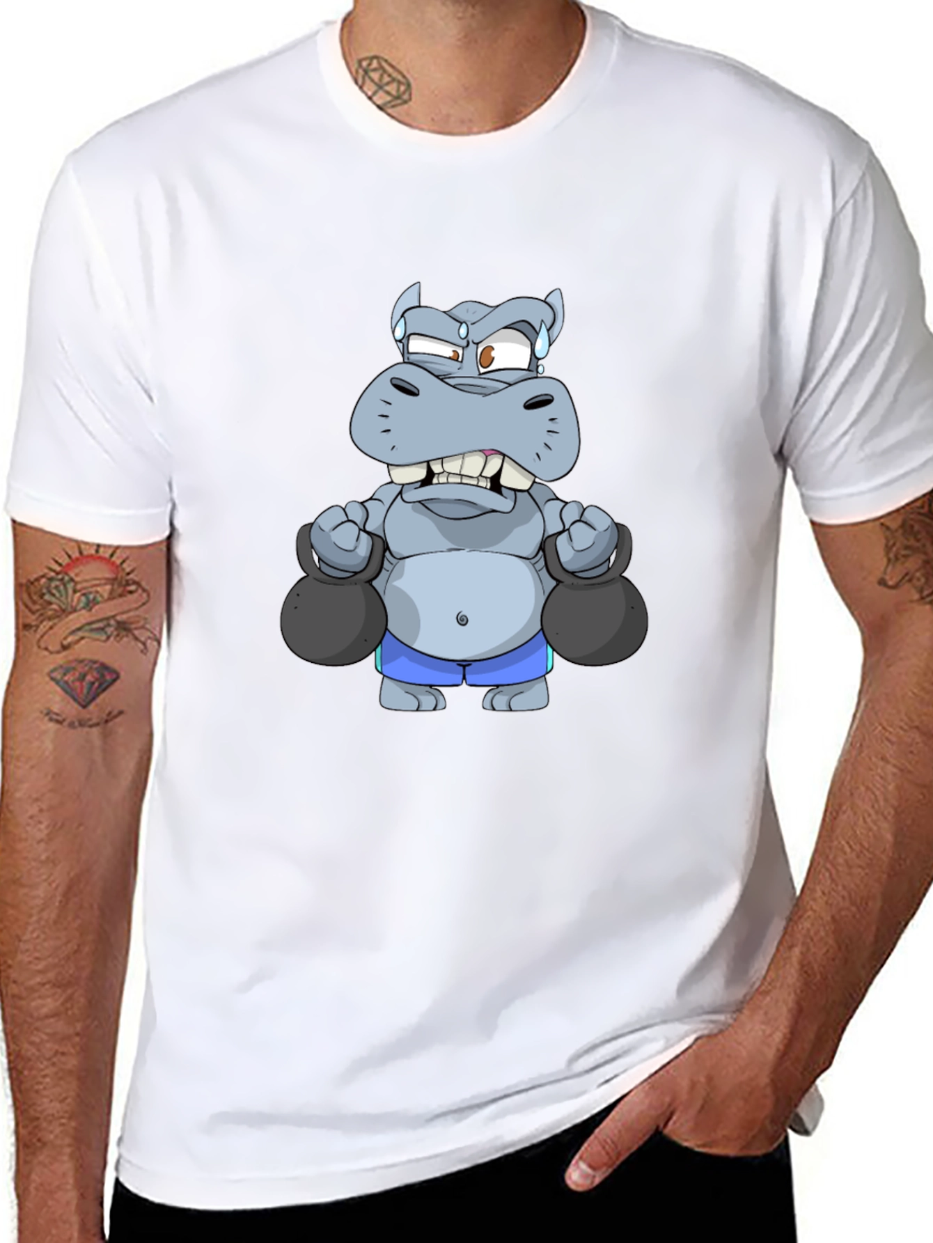 Weightlifting Hippo Graphic Tee - Black T-Shirt