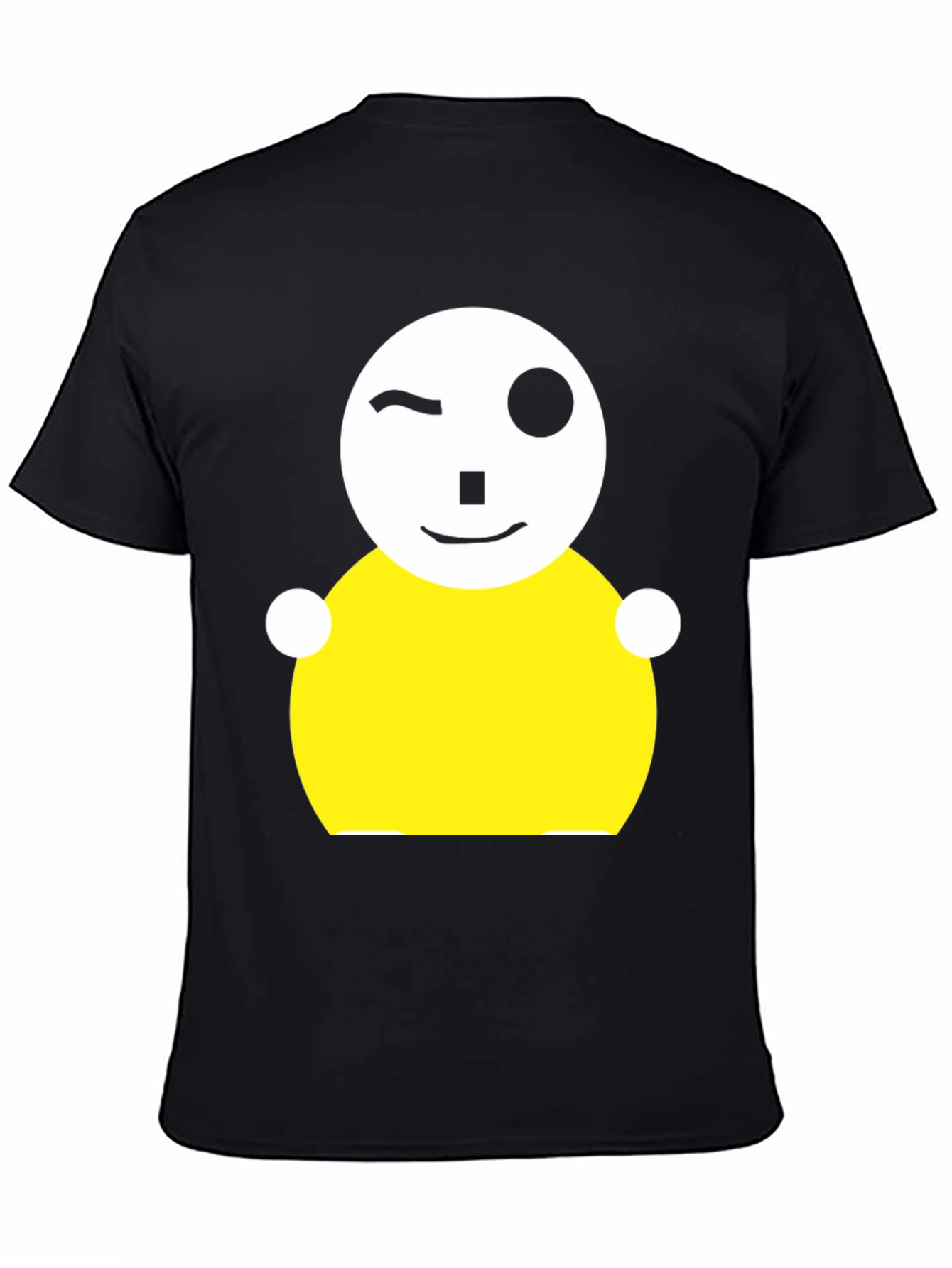 Whimsical Wink Graphic Tee - Black Cotton Blend