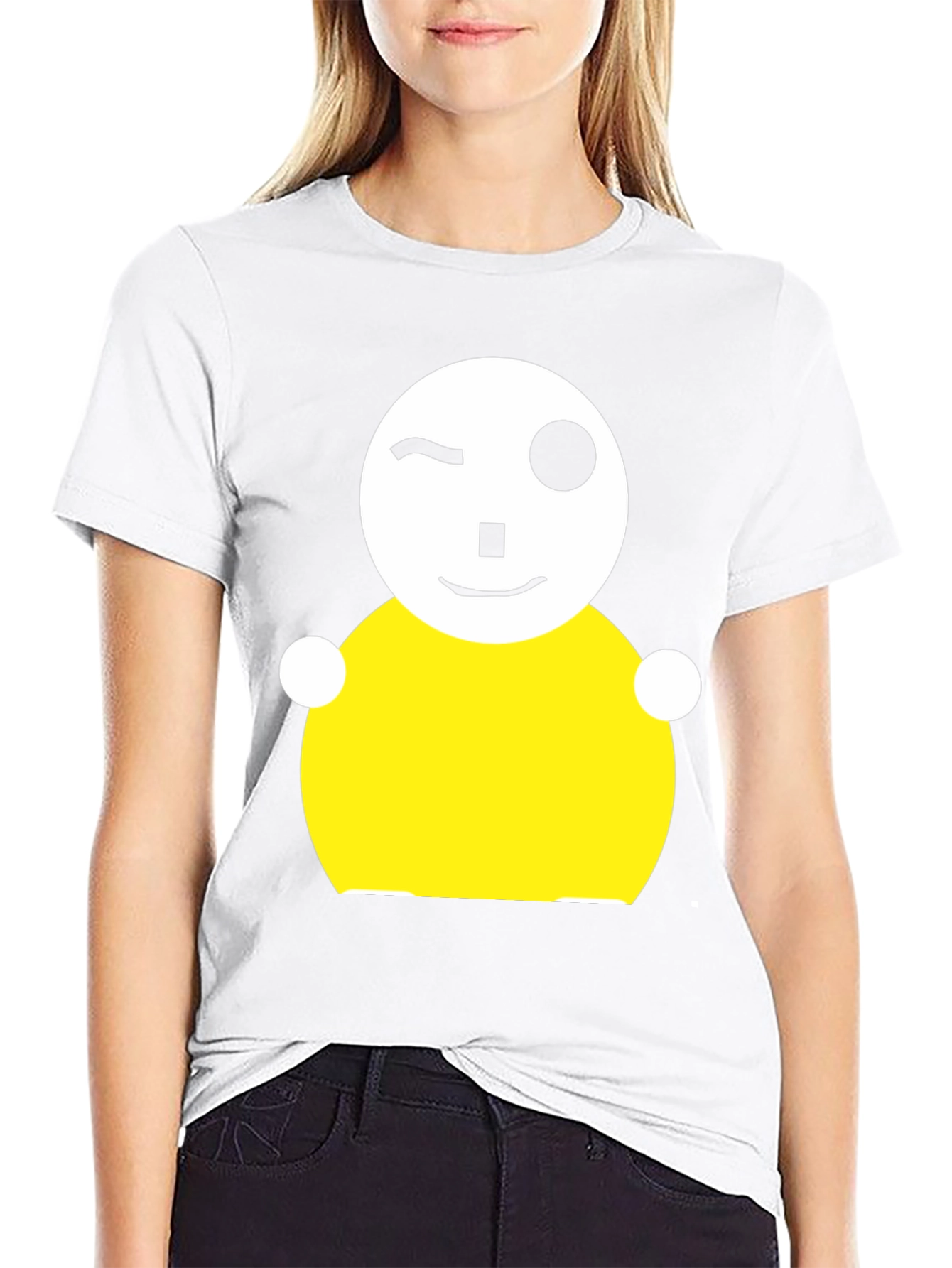 Whimsical Wink Graphic Tee - Black Cotton Blend