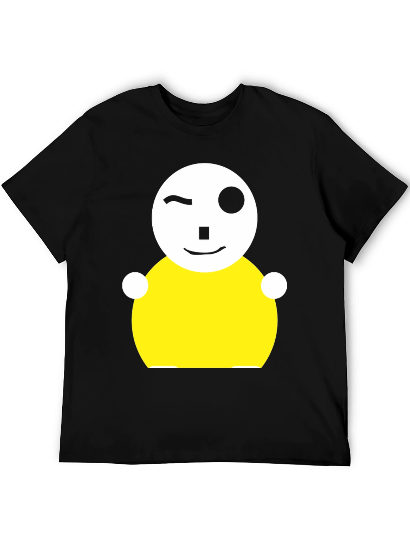 Whimsical Wink Graphic Tee - Black Cotton Blend