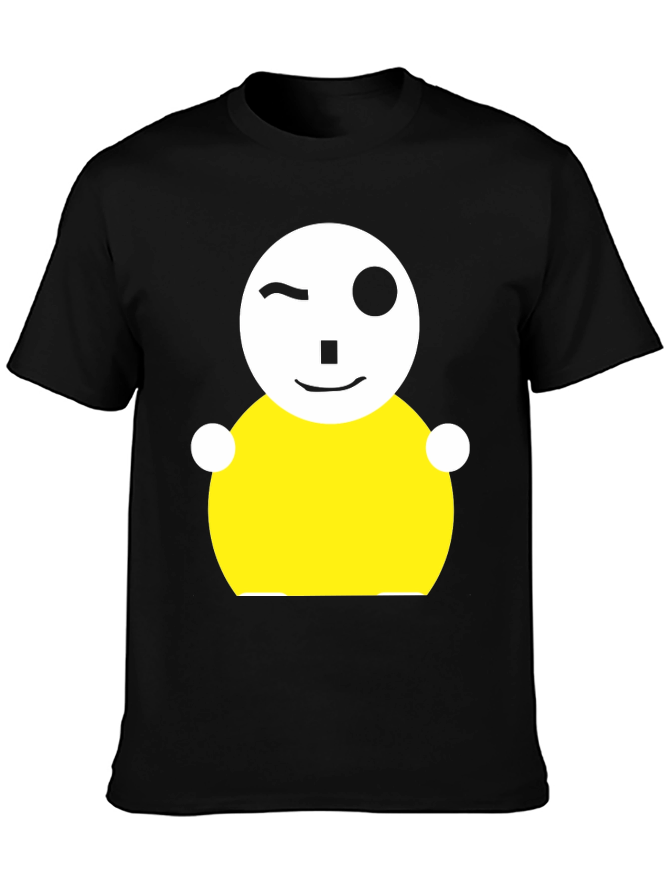 Whimsical Wink Graphic Tee - Black Cotton Blend