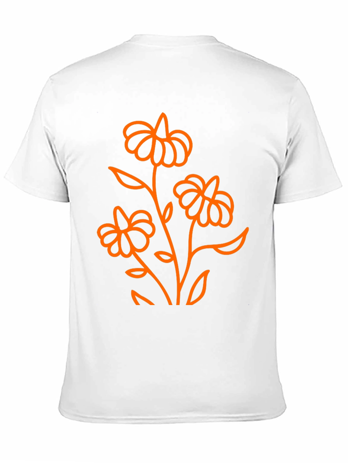Black T-Shirt with Orange Floral Design