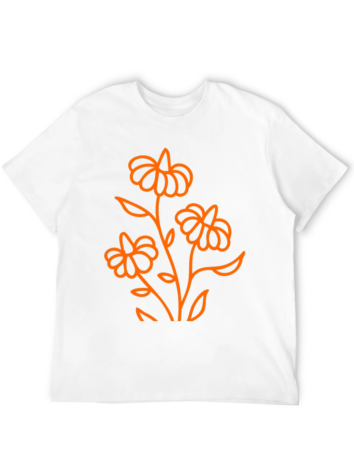 Black T-Shirt with Orange Floral Design