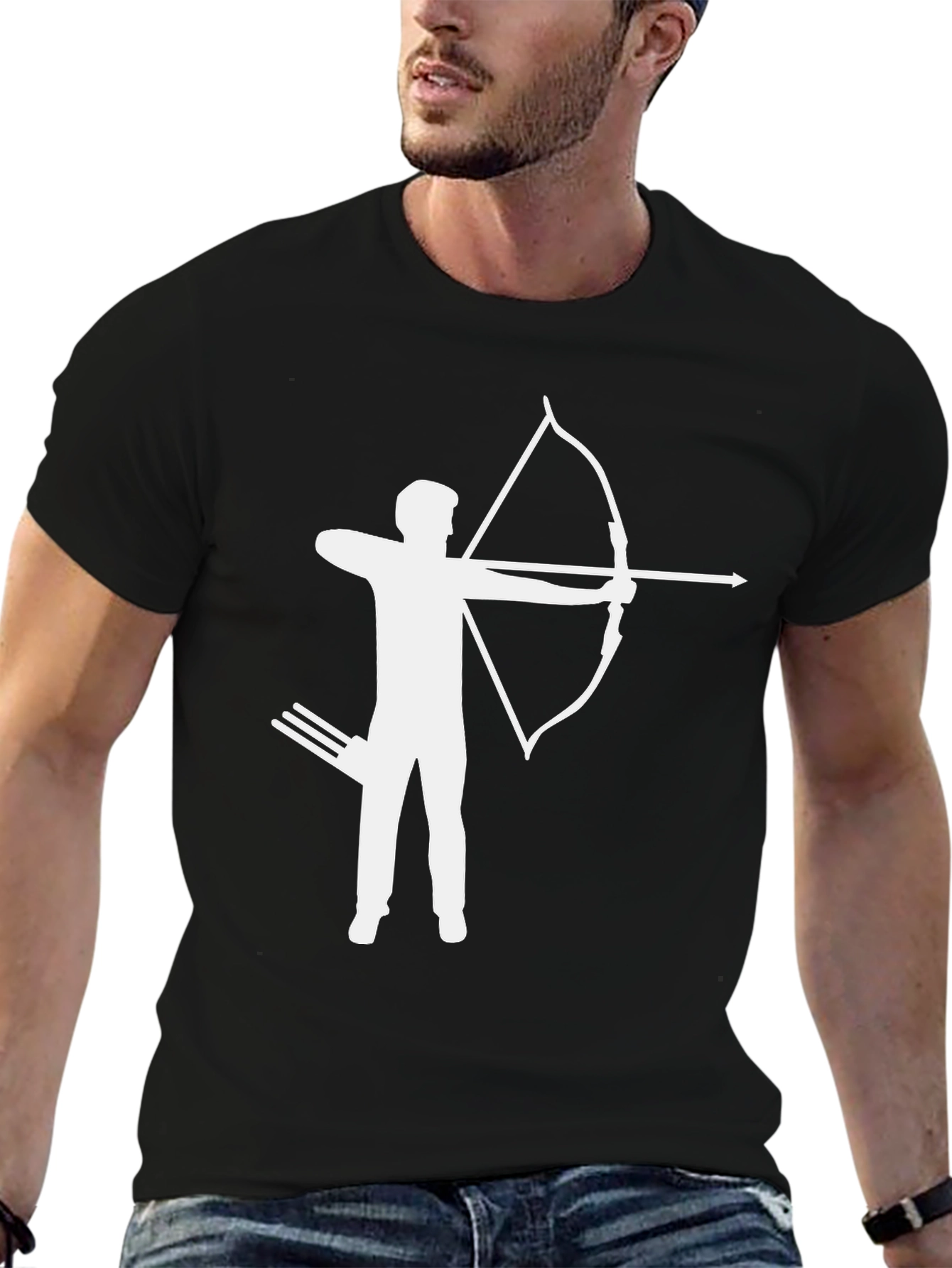 Archer Graphic Tee - Black Cotton T-Shirt