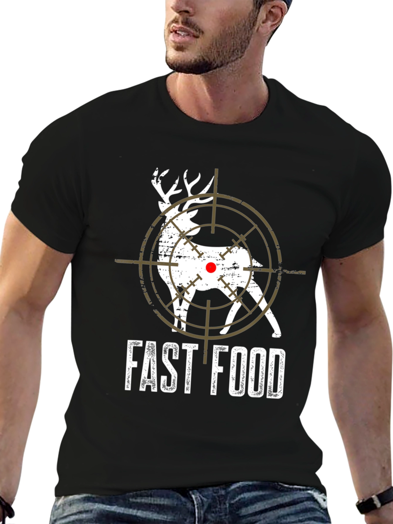 Funny Deer Target T-Shirt - Fast Food Hunter Tee