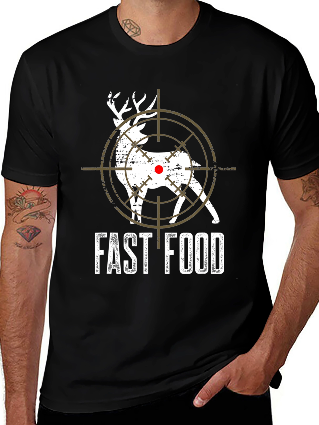 Funny Deer Target T-Shirt - Fast Food Hunter Tee