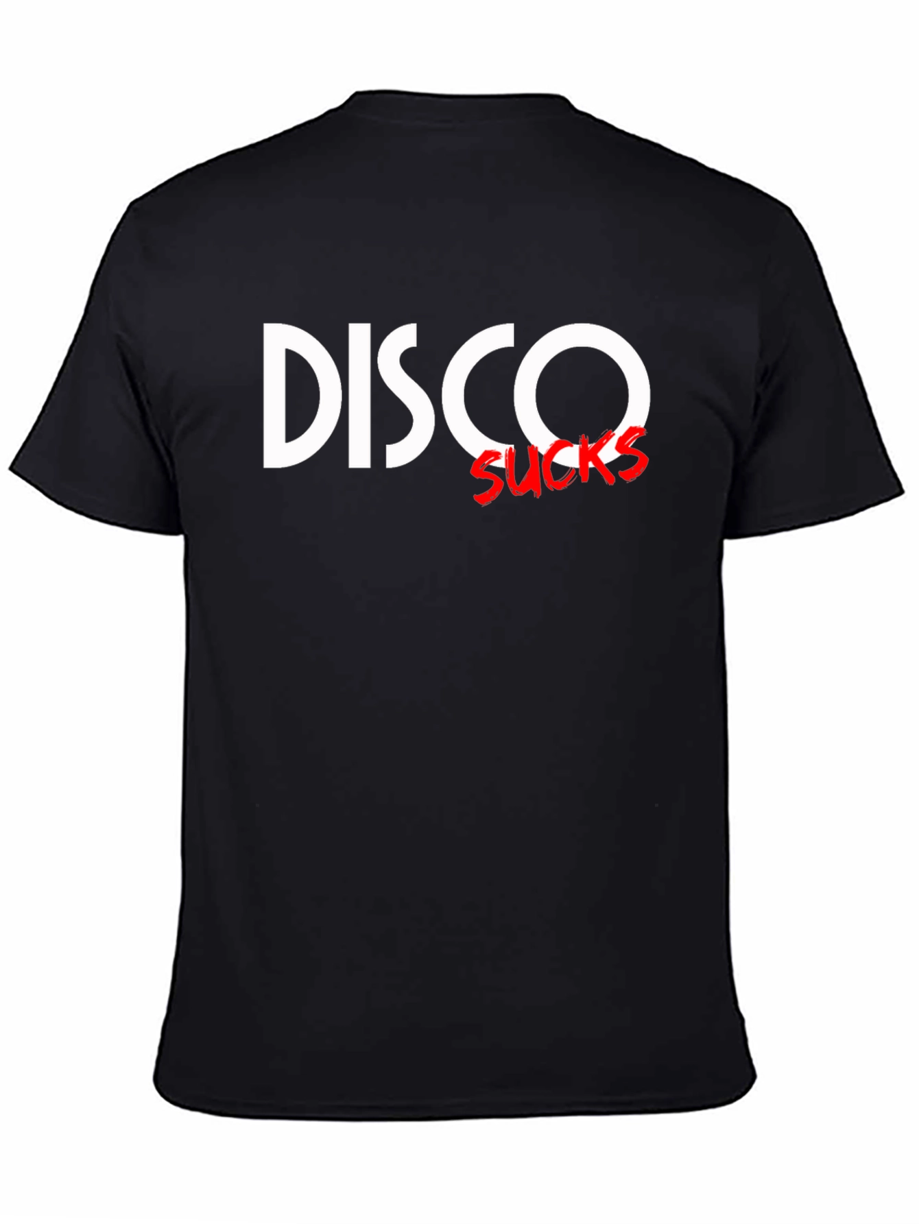 Disco Sucks Graphic T-Shirt - Black Crew Neck Tee