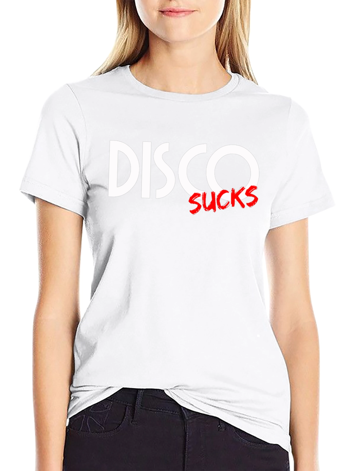 Disco Sucks Graphic T-Shirt - Black Crew Neck Tee