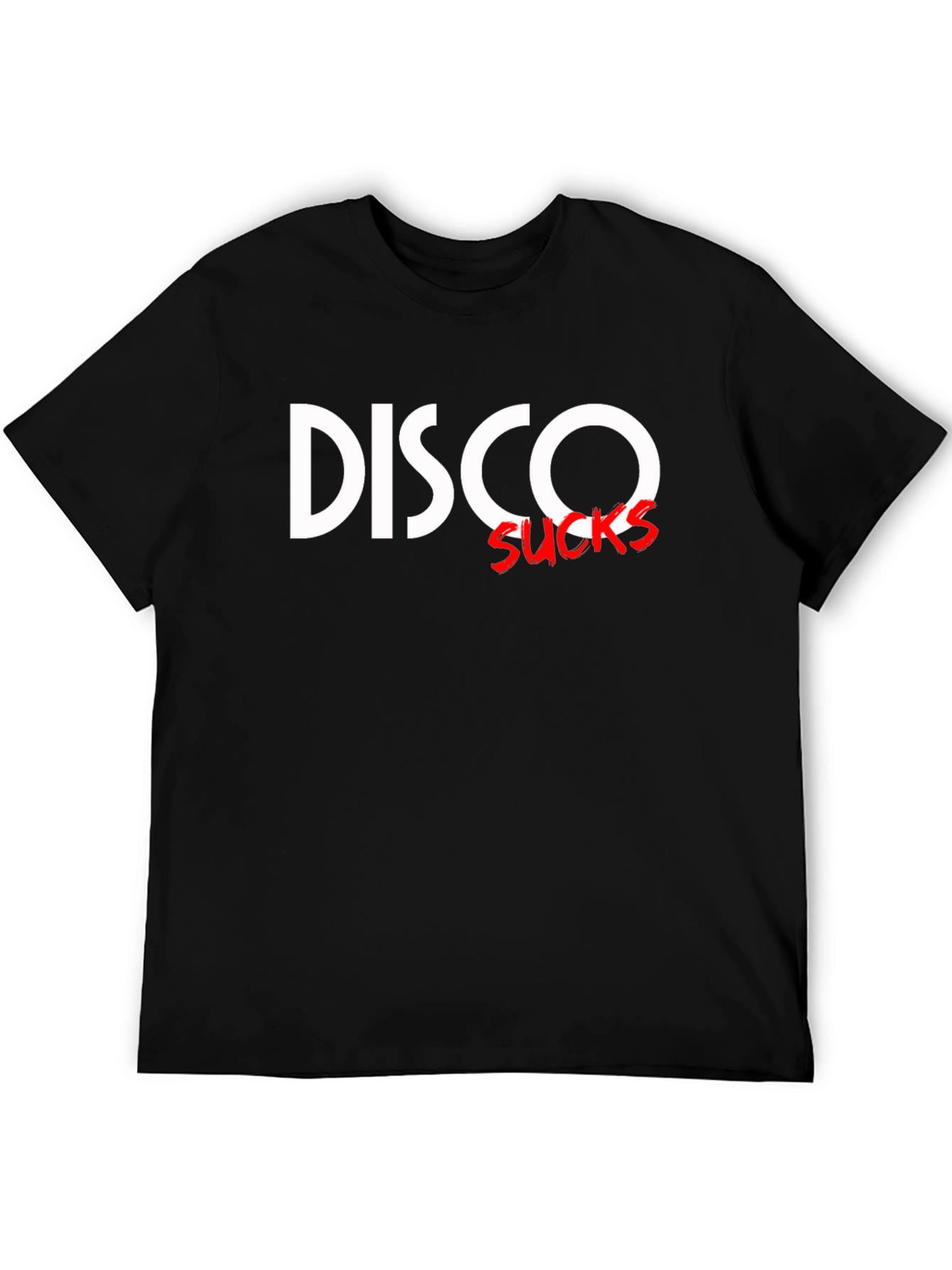Disco Sucks Graphic T-Shirt - Black Crew Neck Tee