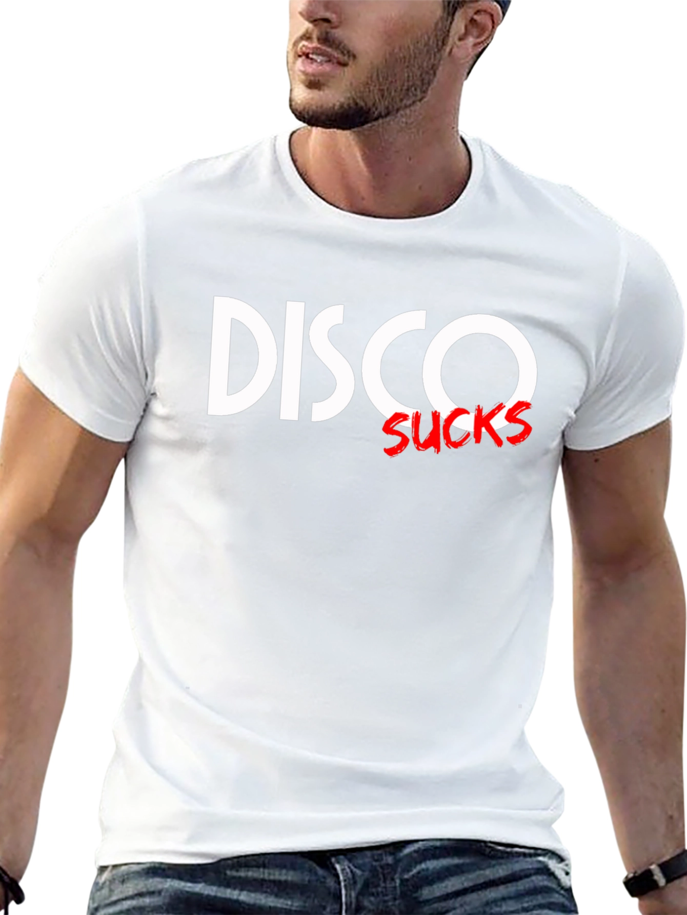 Disco Sucks Graphic T-Shirt - Black Crew Neck Tee