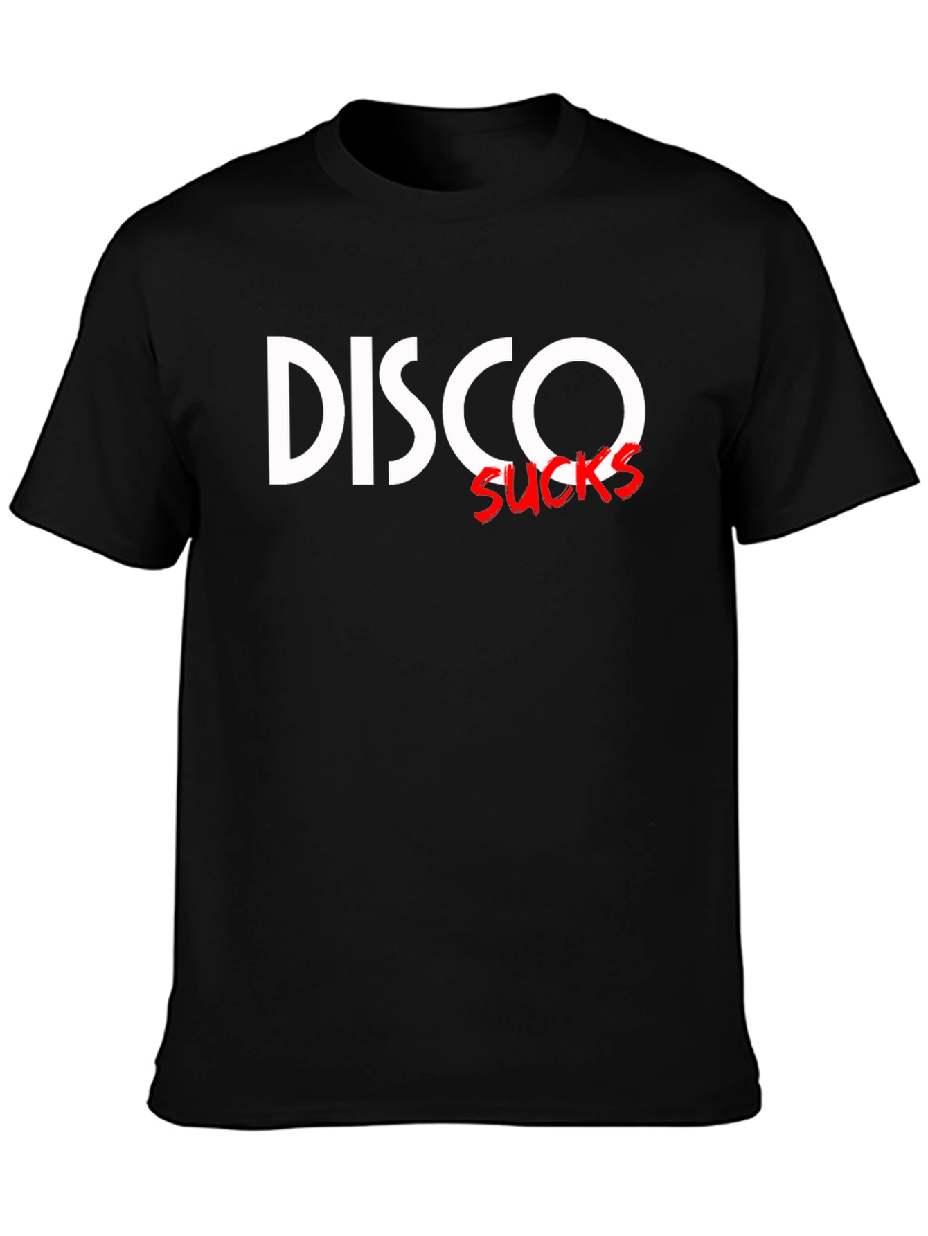 Disco Sucks Graphic T-Shirt - Black Crew Neck Tee