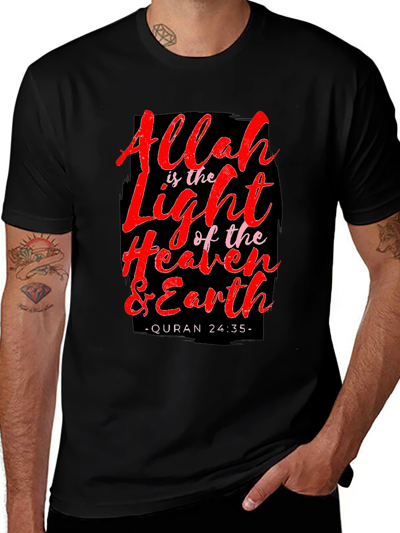 Allah Light Heaven Earth Quran Mens T-Shirt